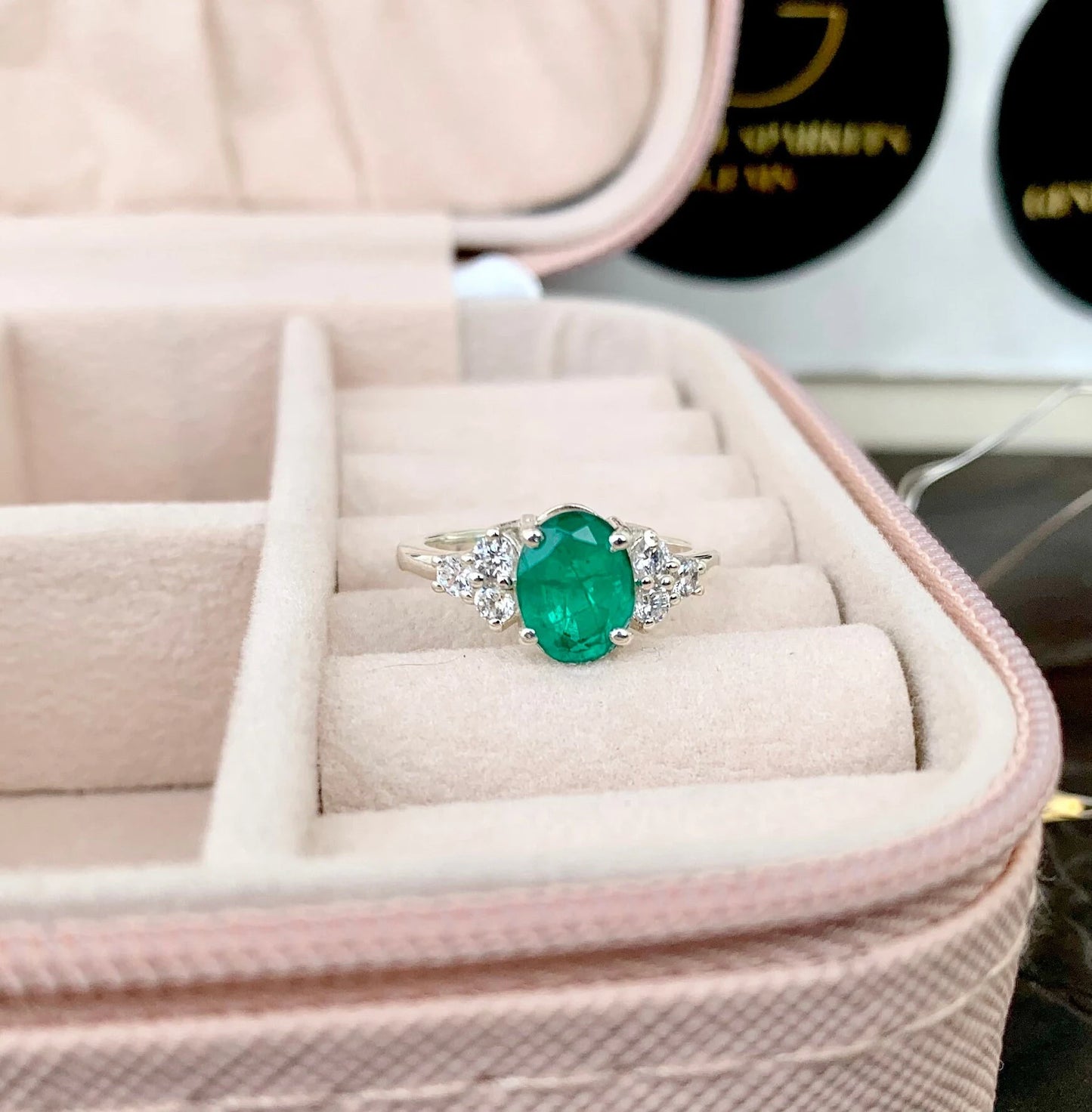 925 Pure Silver Natural Green Quartz Engagement Ring