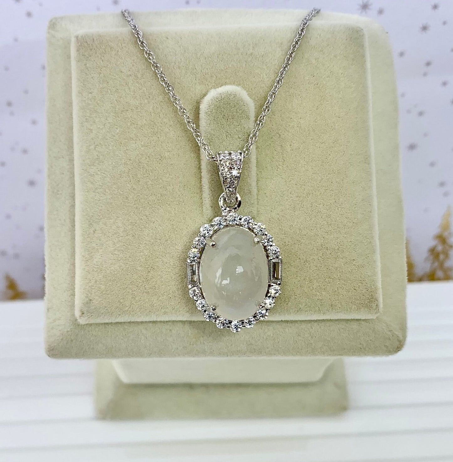 925 Pure Silver Rainbow Natural Moonstone Pendant Necklace