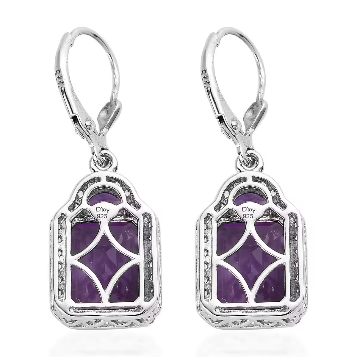Natural Amethyst Lever Back Earring in 925 Pure Silver