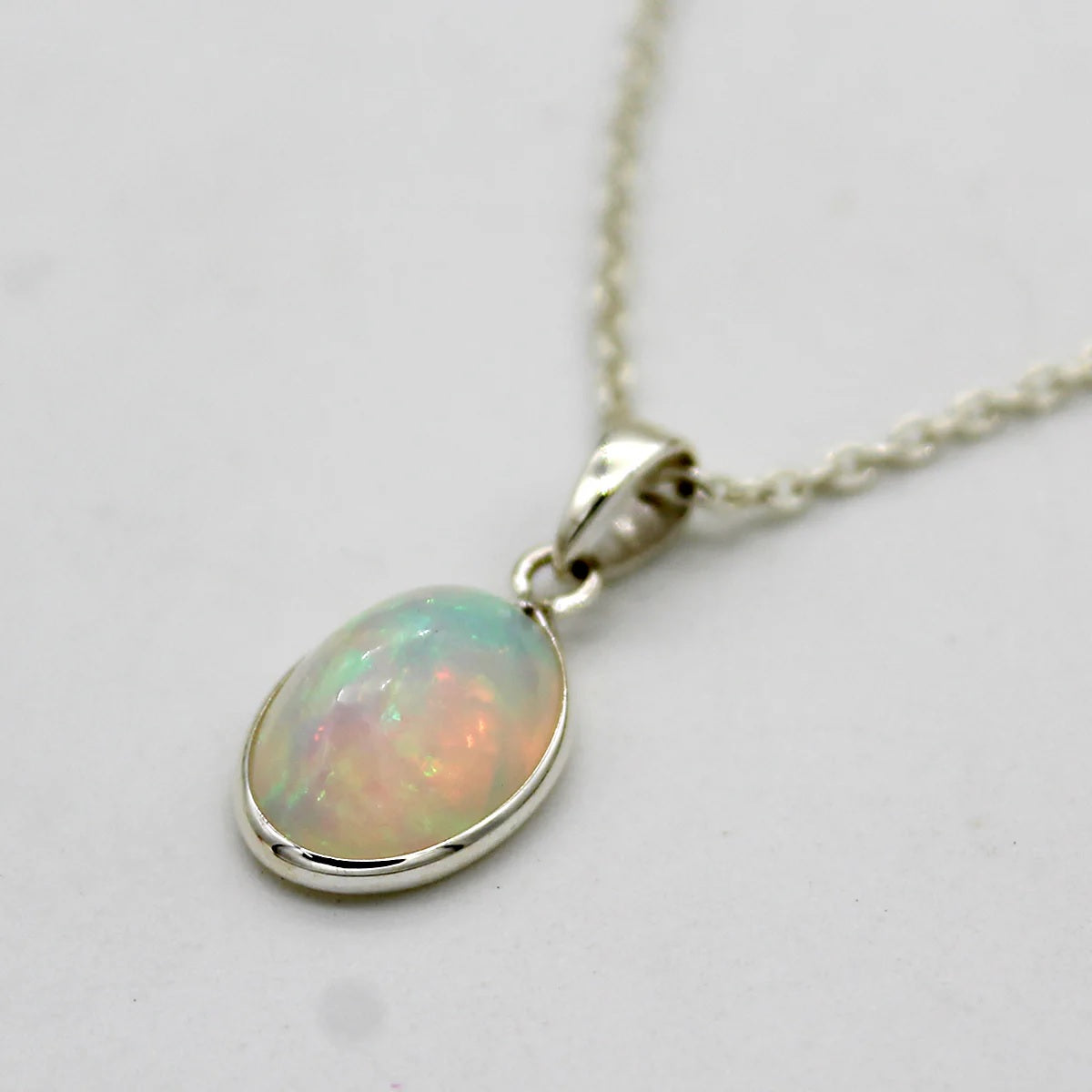 5 CT AAAA Natural Ethiopian Fire Opal Pendant in 925 Pure Silver Pendant Necklace