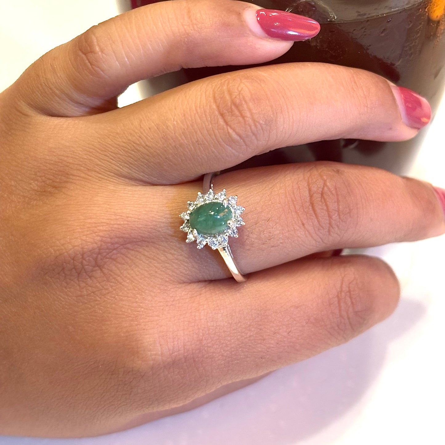 Natural Emerald 925 Pure Silver Ring (Certified)