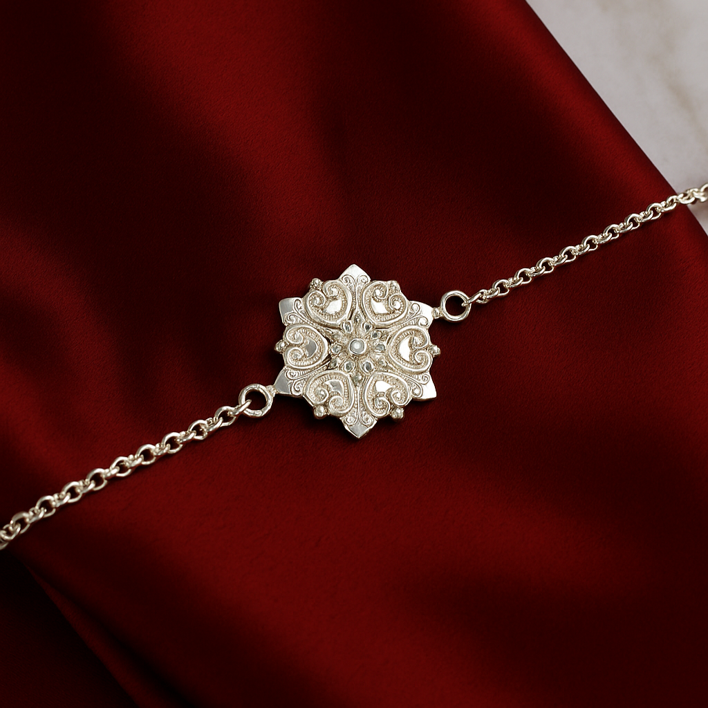 Premium 925 Pure Silver Bracelet – Royal Mandala-Satin