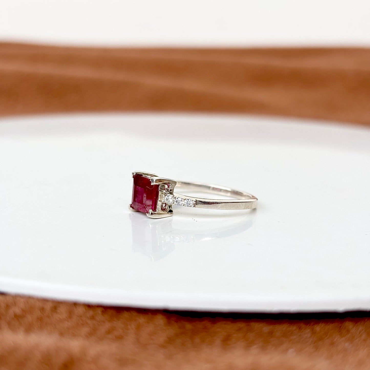 925 Sterling Silver Ruby Ring - Dainty Ring for her