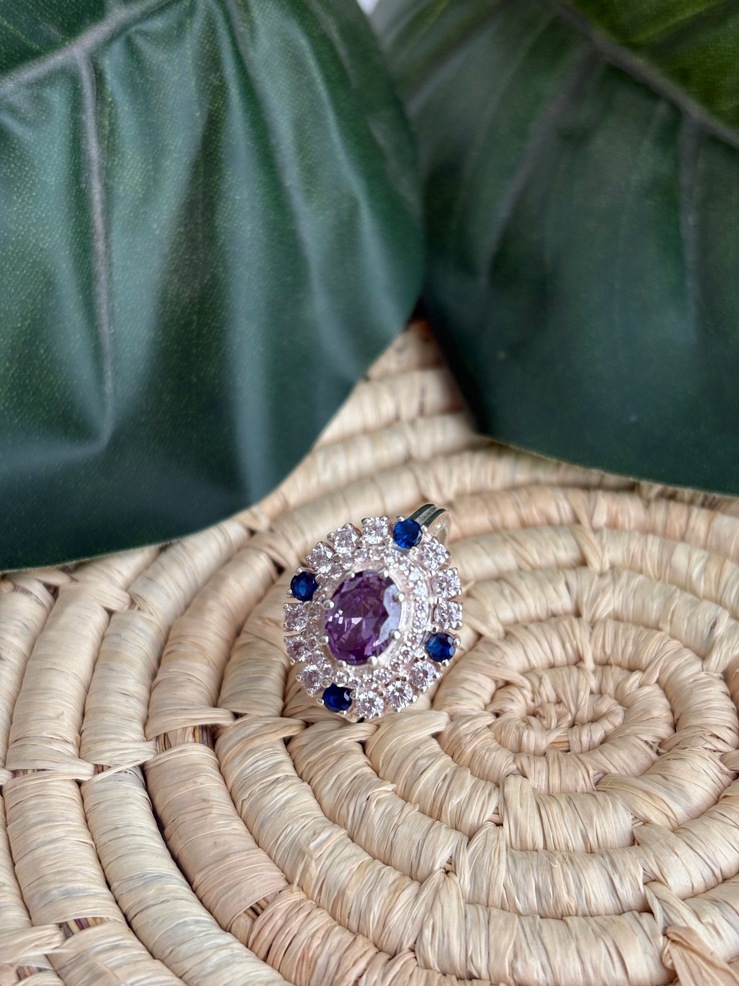 Natural Amethyst 925 Pure Silver Statement Ring