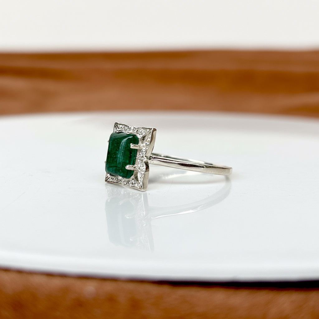 Natural Aventurine 925 Pure Silver Statement Ring (Certified)