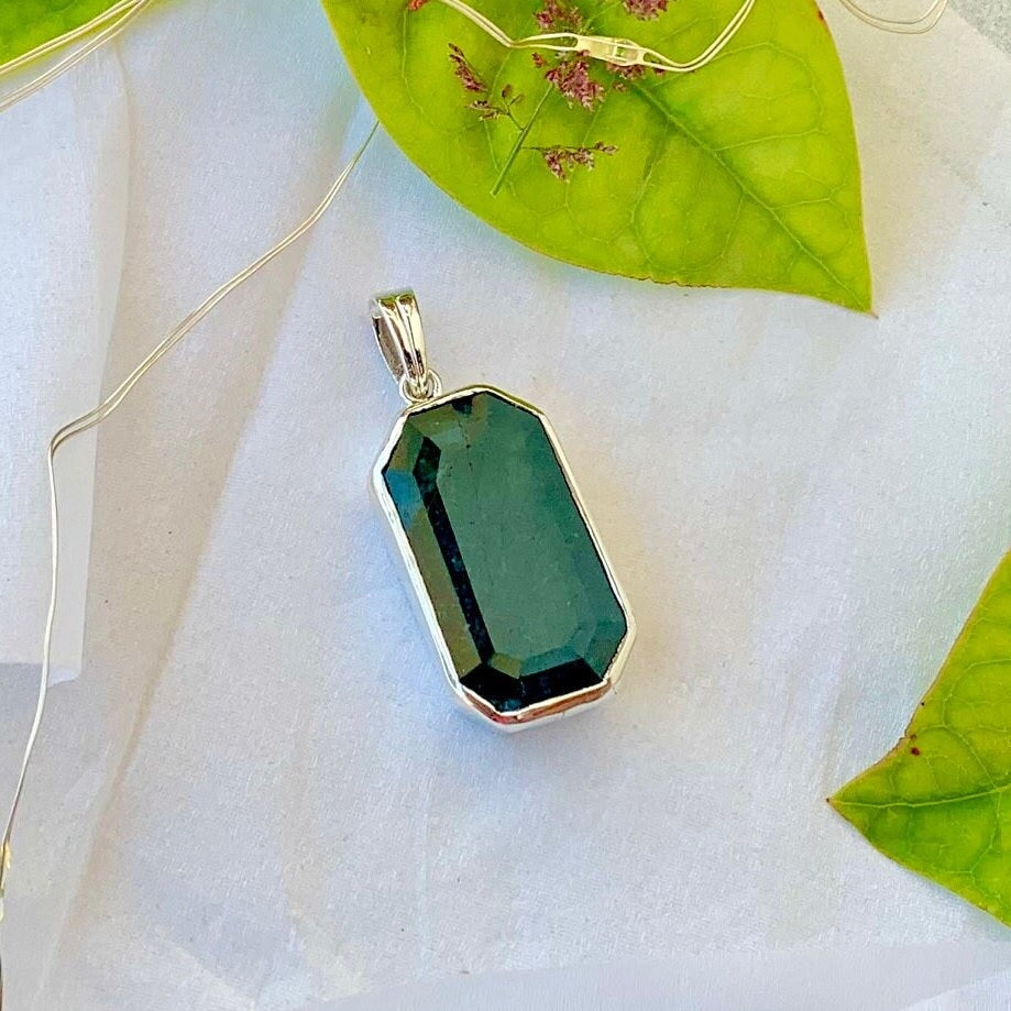 Natural Zambian Emerald 925 Pure Silver Pendant