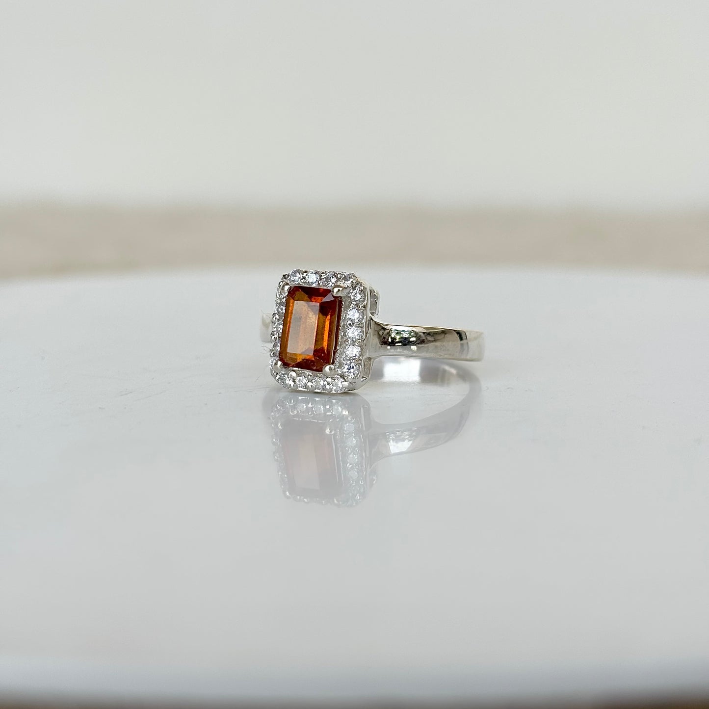 Natural Hessonite 925 Pure Silver Ring(Certified)