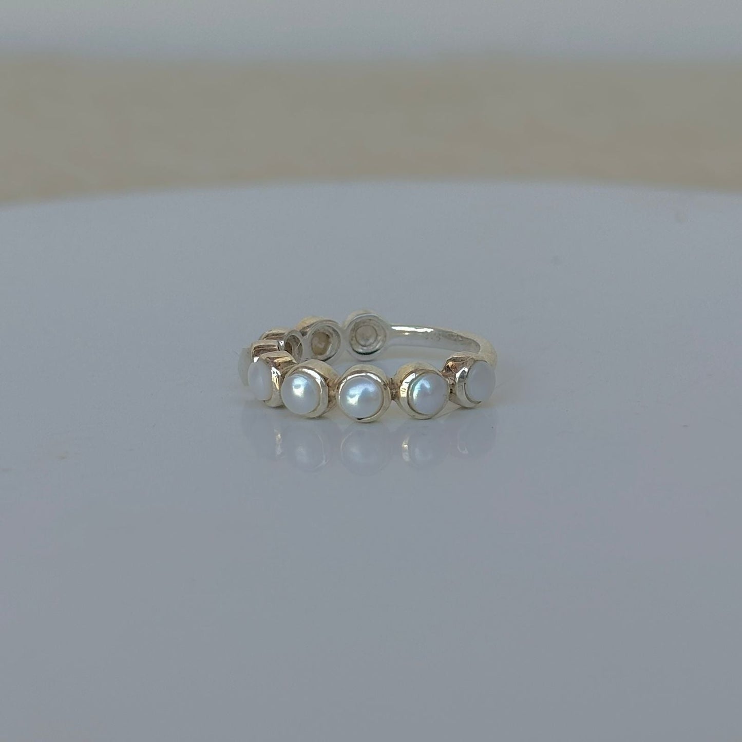 925 Pure Silver Natural Pearl Ring (Certified)