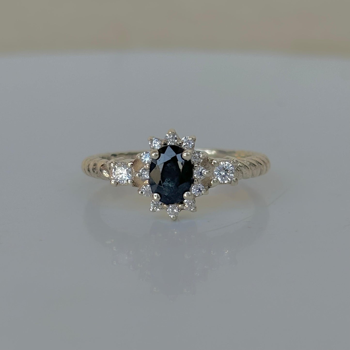 Natural Blue Sapphire 925 Pure Silver Oval Cut Ring (Certified)