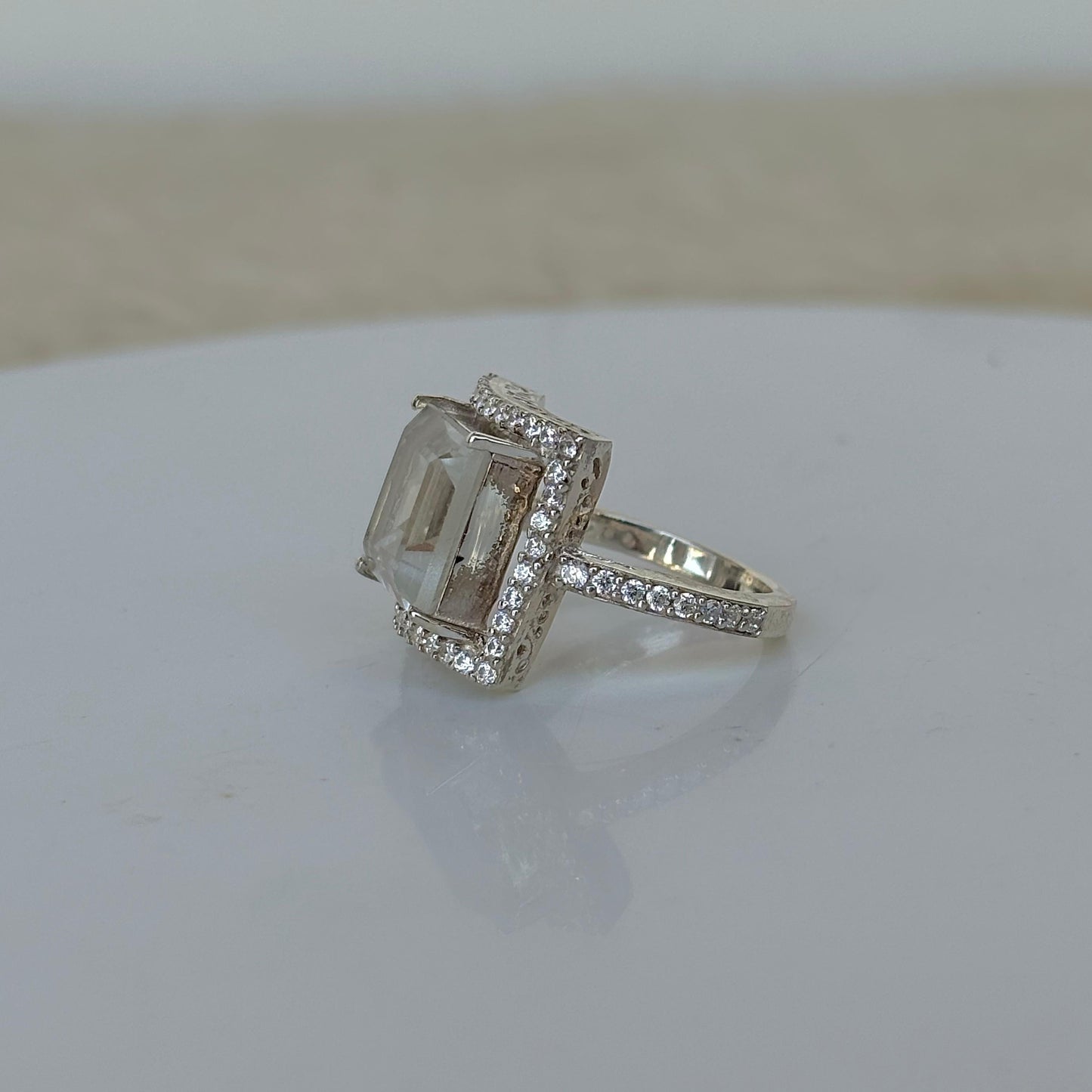 Natural Green Amethyst 925 Pure SilverRing (Certified)