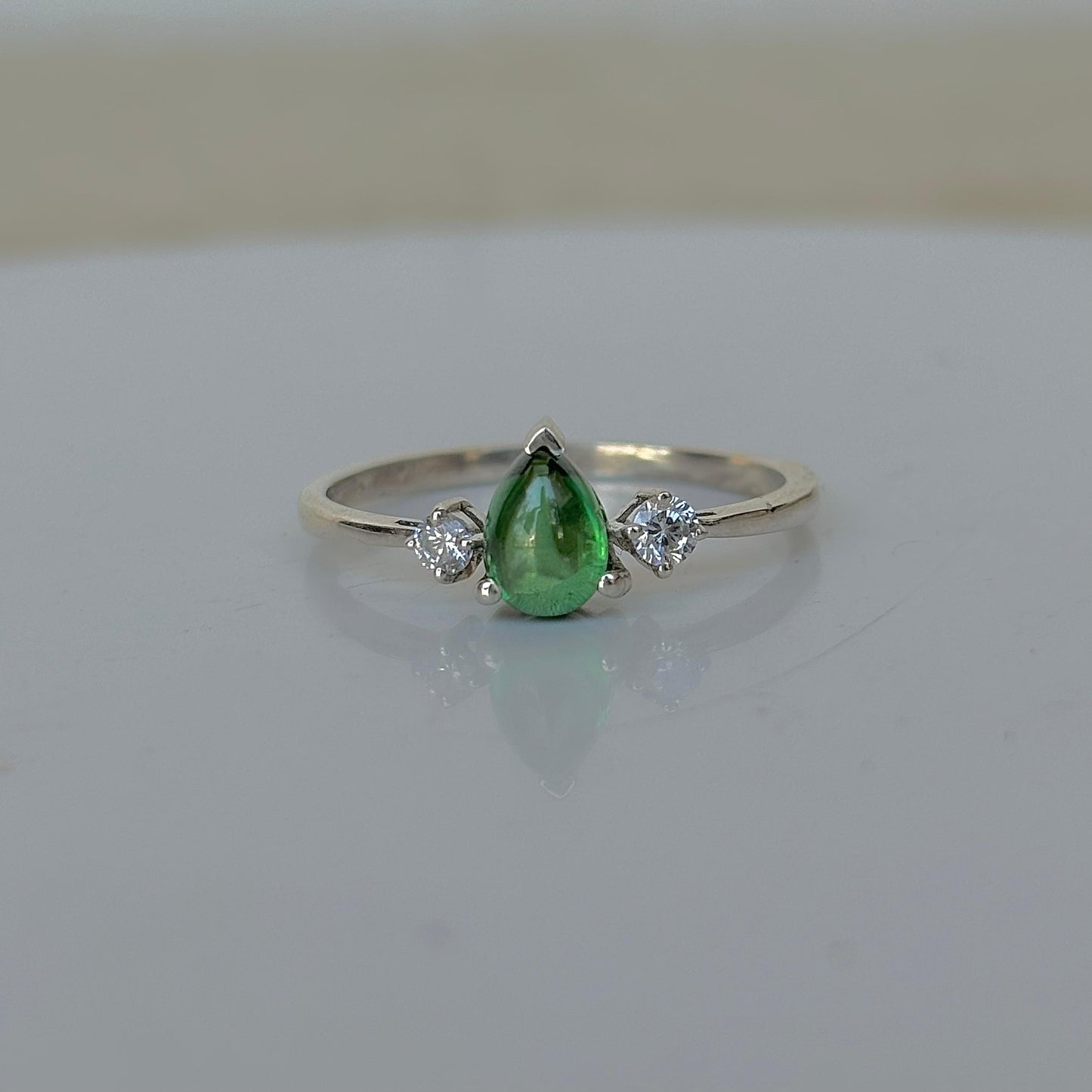 Natural Green Tourmaline 925 Pure Silver Ring (Certified)
