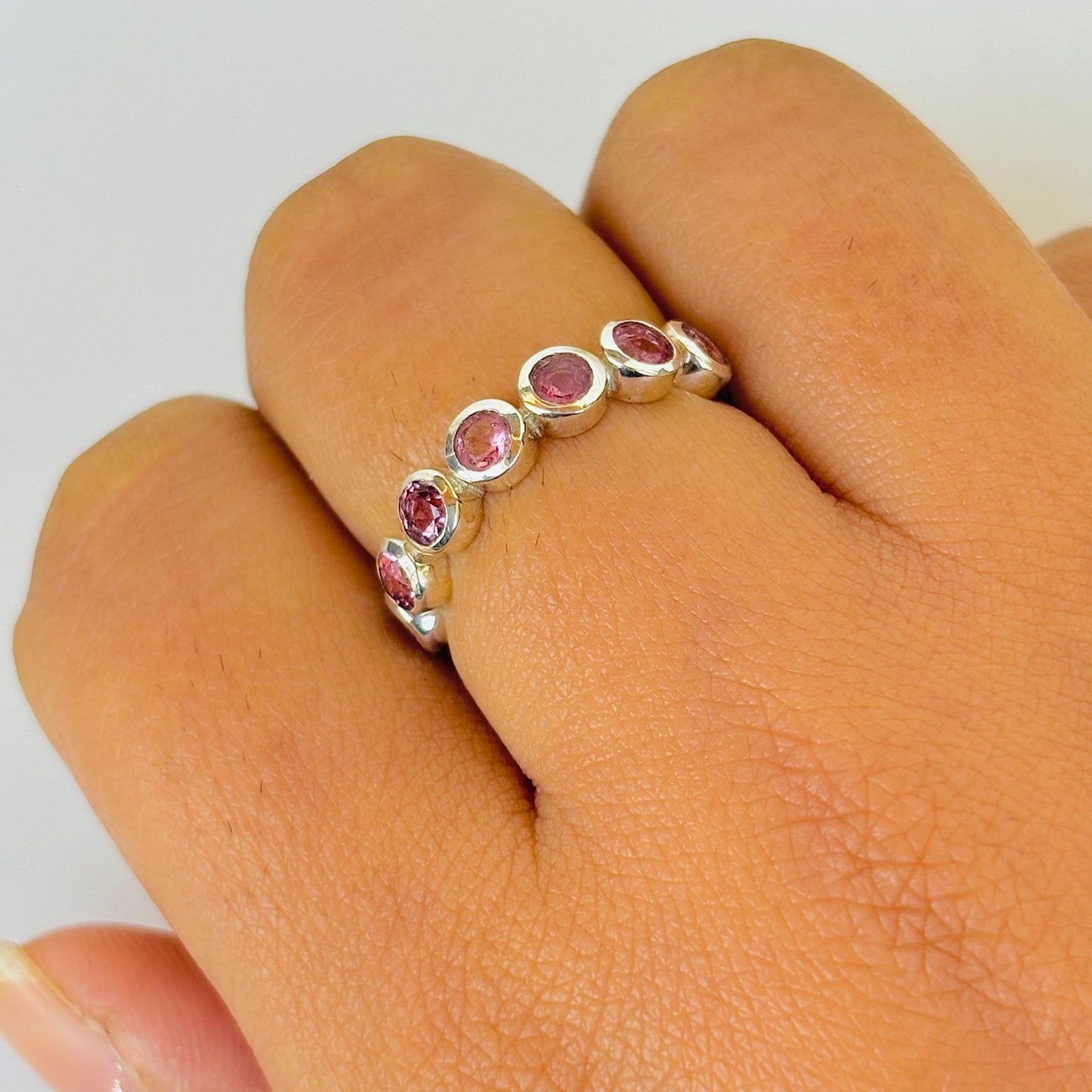 925 Pure Silver Natural Pink Tourmaline Ring