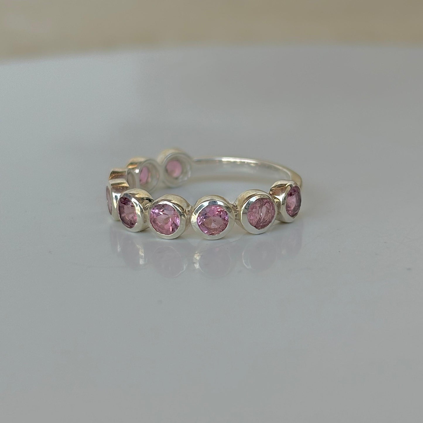 Natural Pink Tourmaline 925 Pure Silver Ring (Certified)
