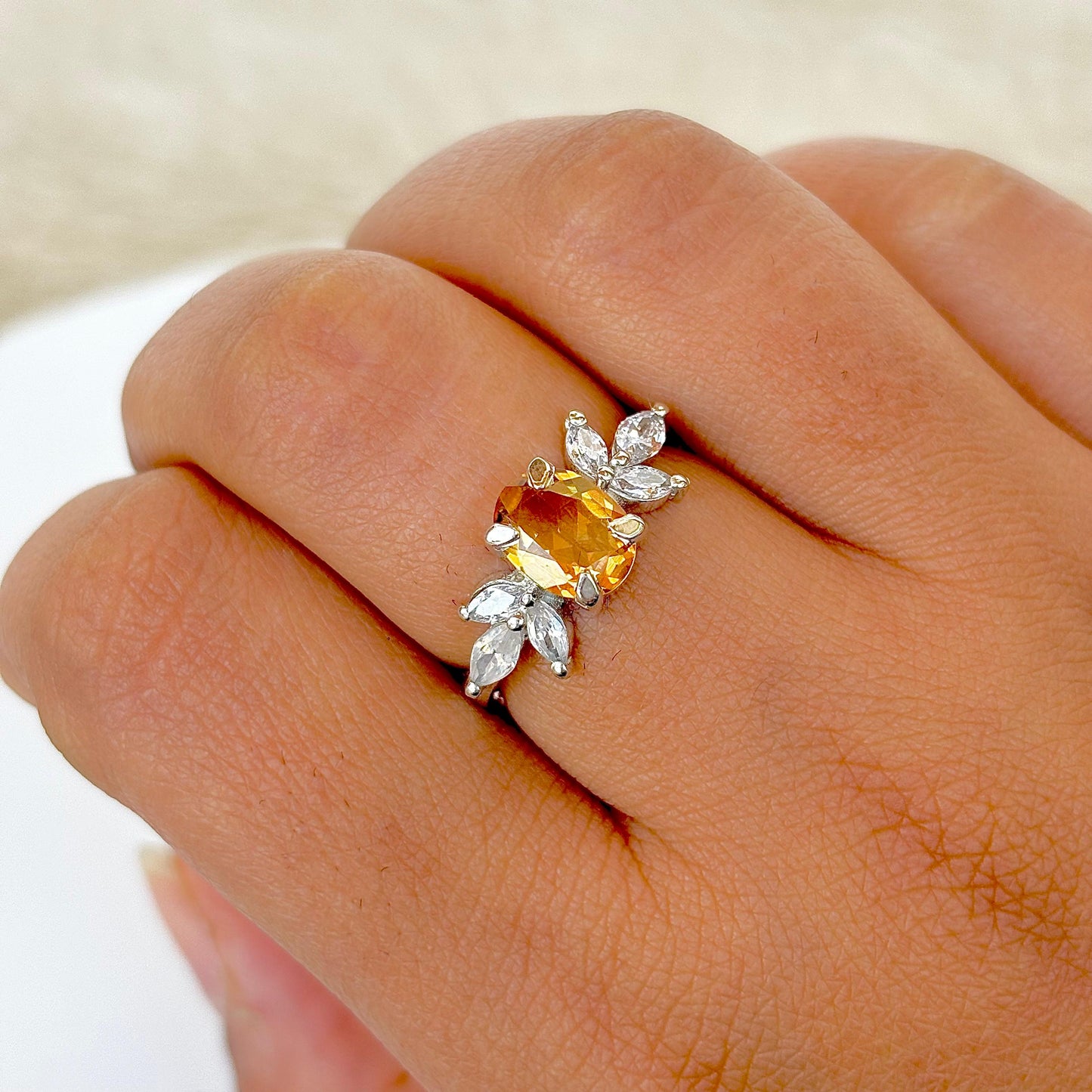 925 Pure Silver Oval Cut Natural Citrine Ring