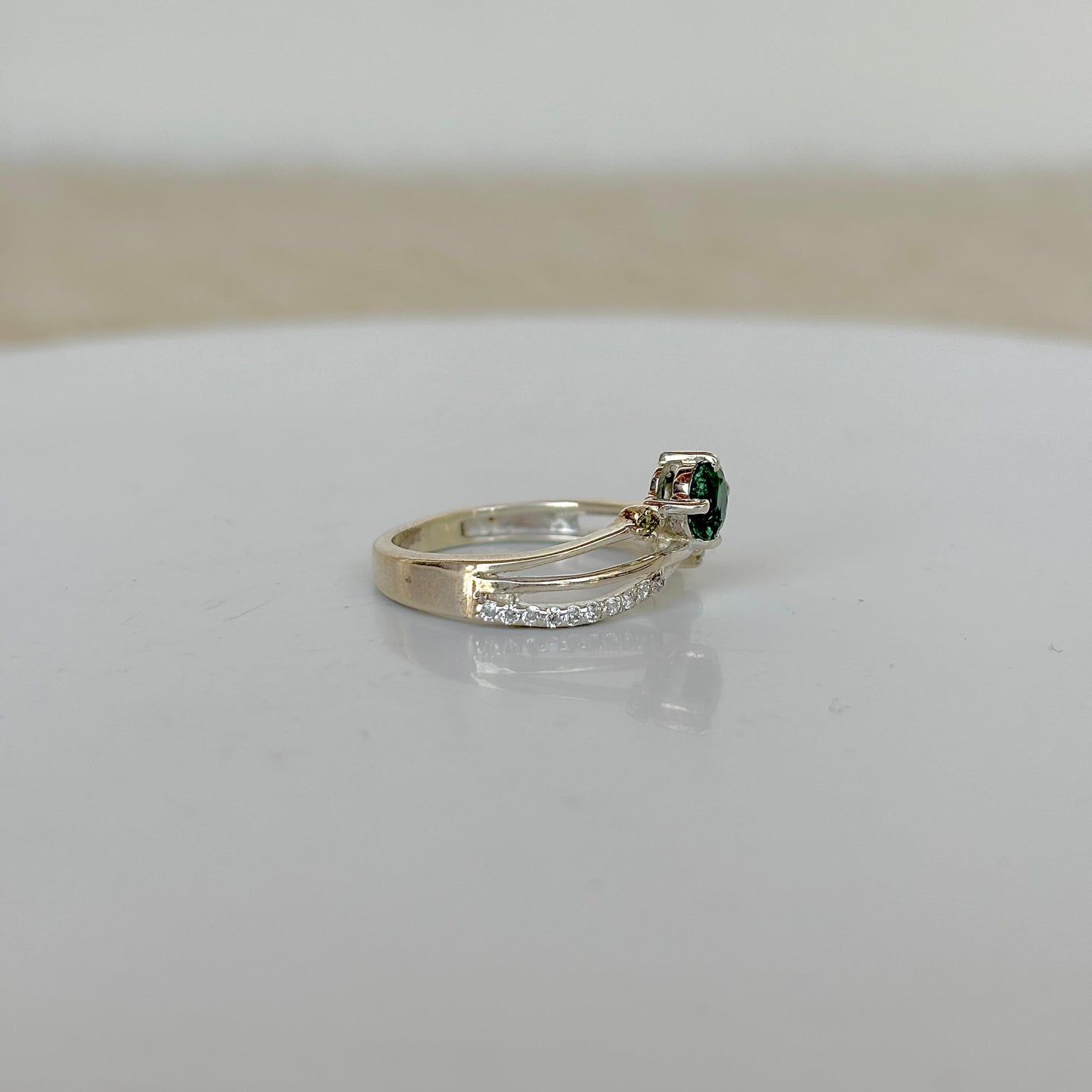 925 Pure Silver Natural Emerald Ring