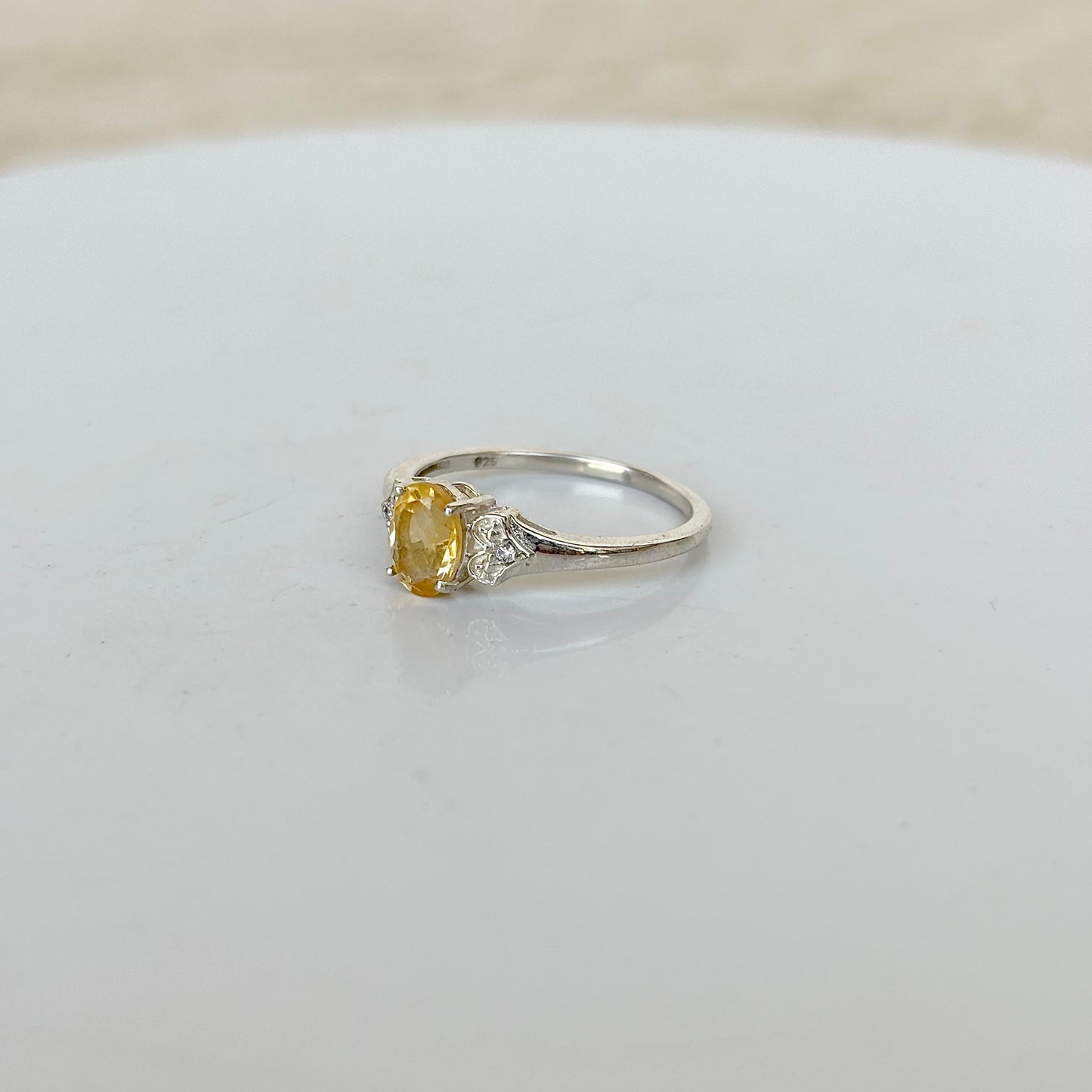 Natural Citrine 925 Pure Silver Oval Cut November Birthstone Ring