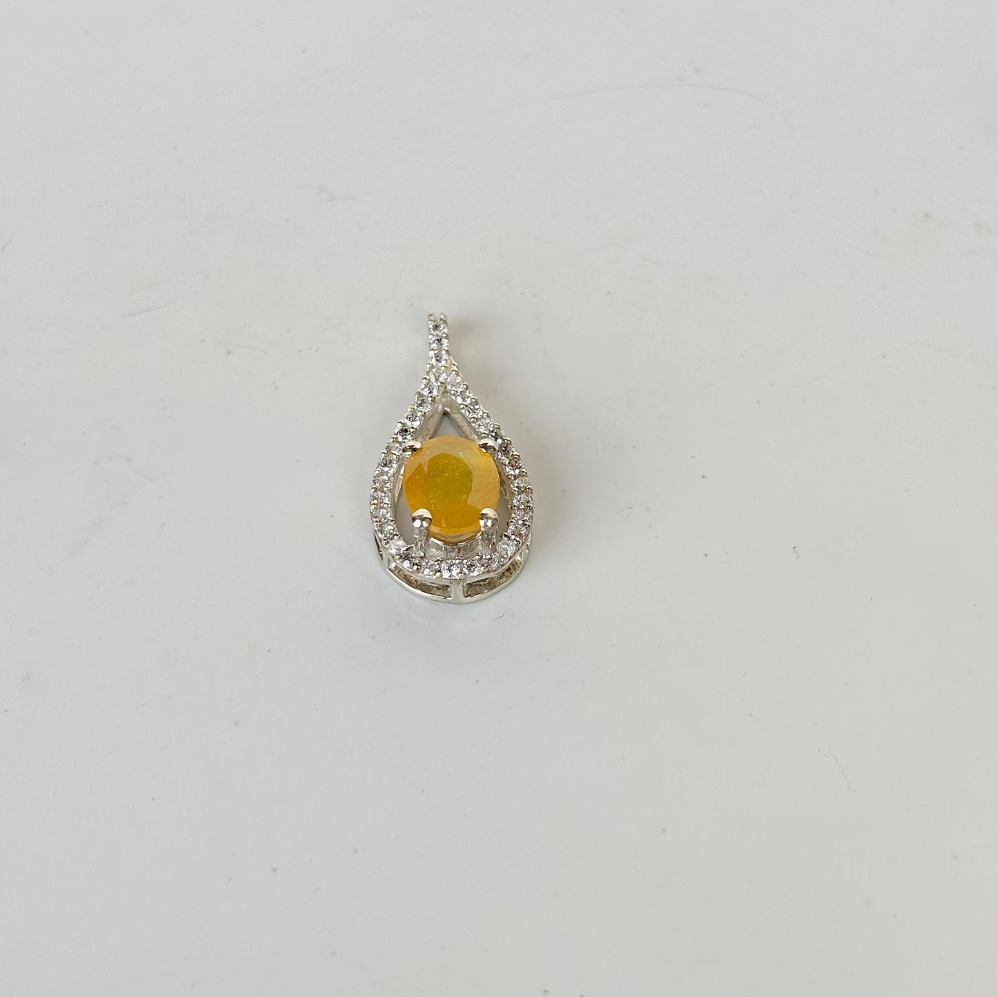 925 Pure Silver Natural Yellow Sapphire Statement Pendant Necklace