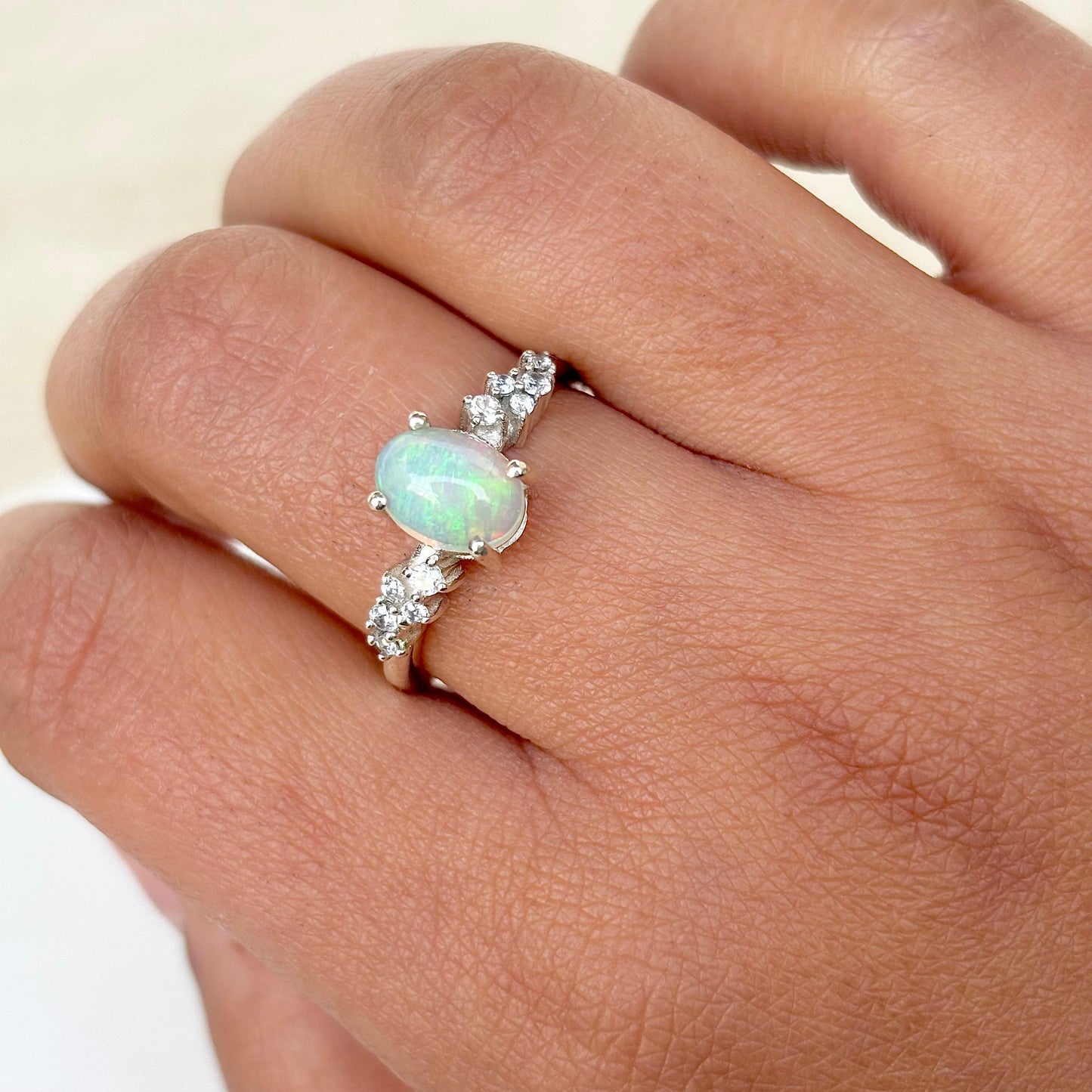 925 Pure Silver Natural Fire Opal Ring