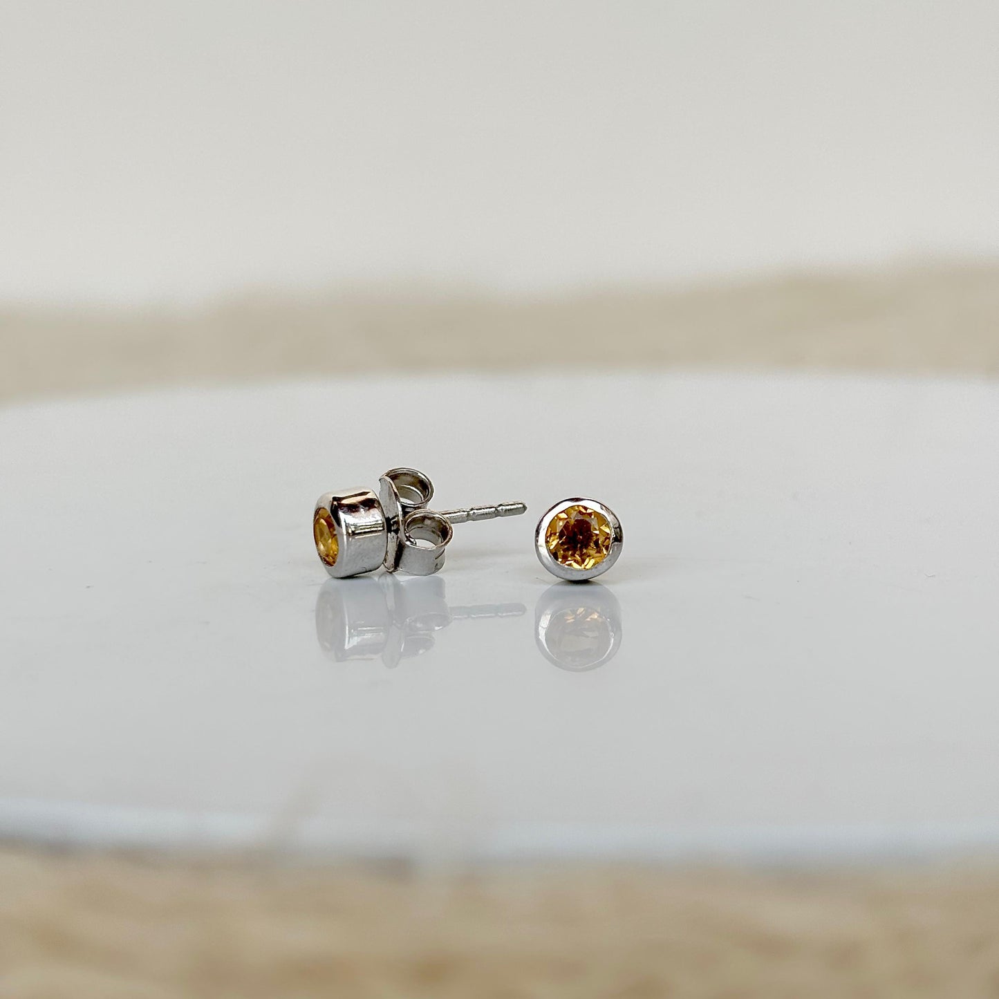 925 Pure Silver Natural Citrine Studs