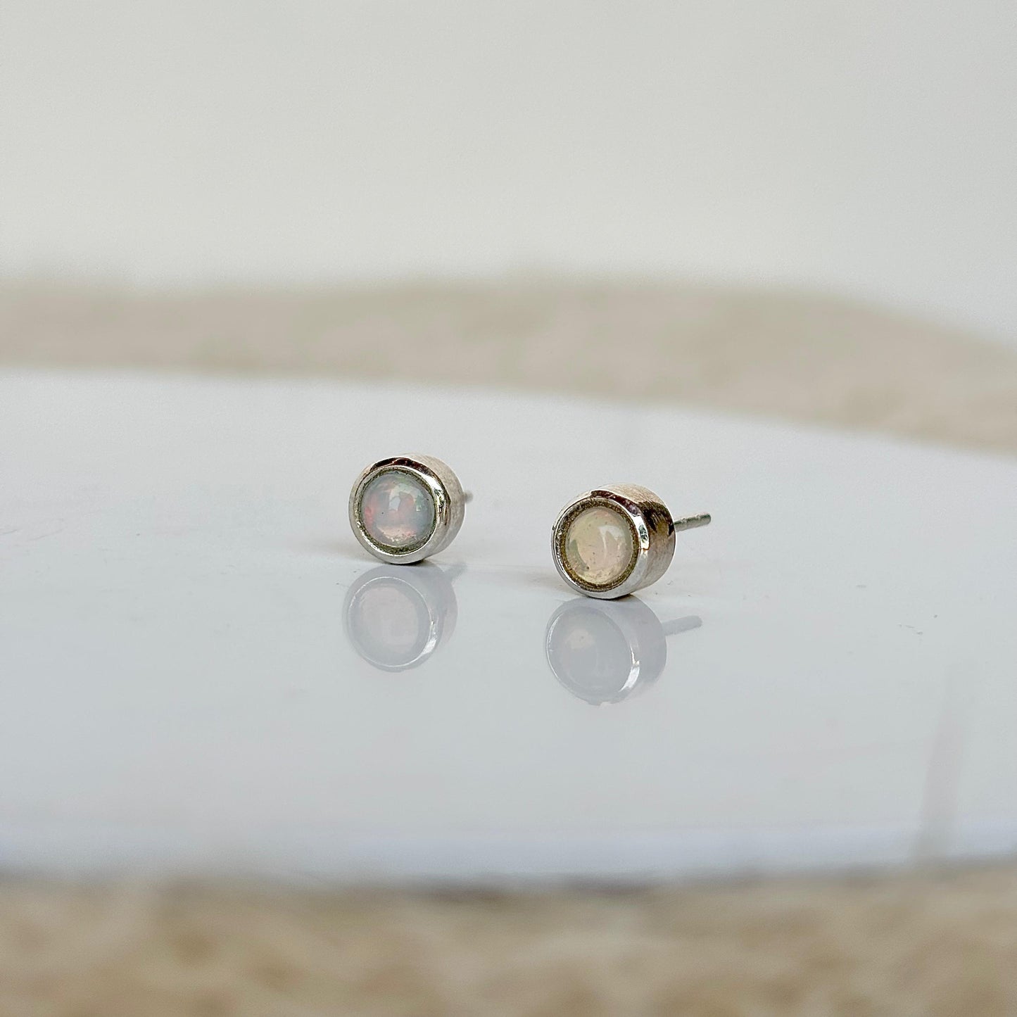 925 Pure Silver Fire Opal Studs