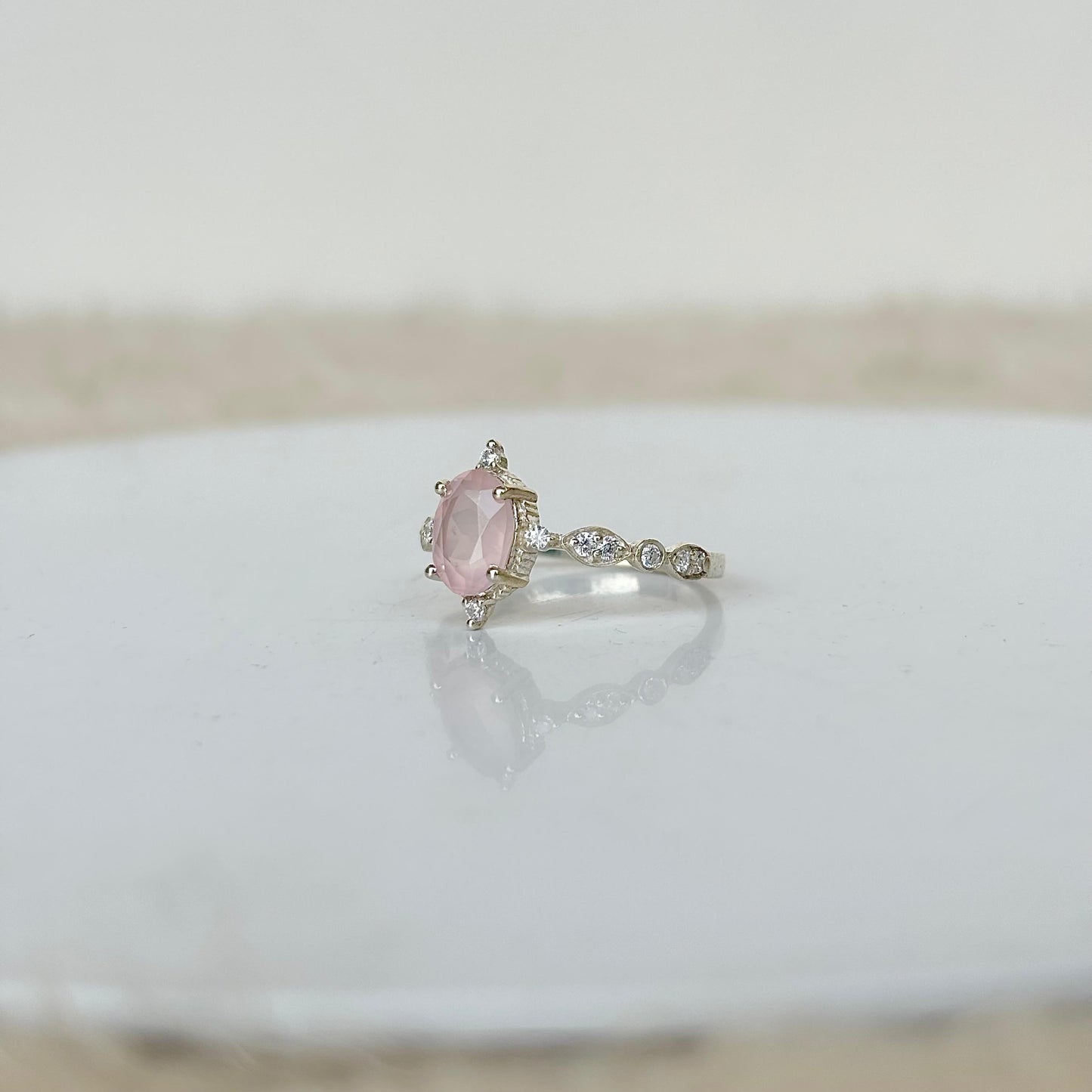 Natural Rose Quartz 925 Pure Silver (Certified)