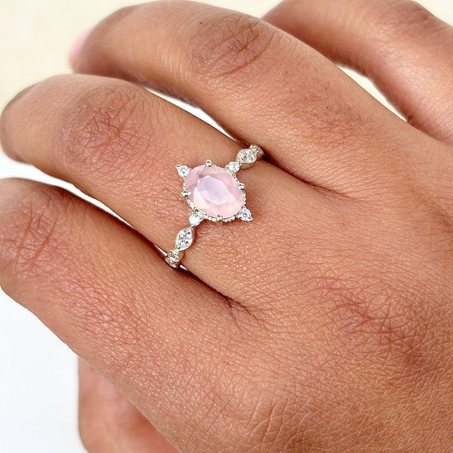 925 Pure Silver Natural Rose Quartz