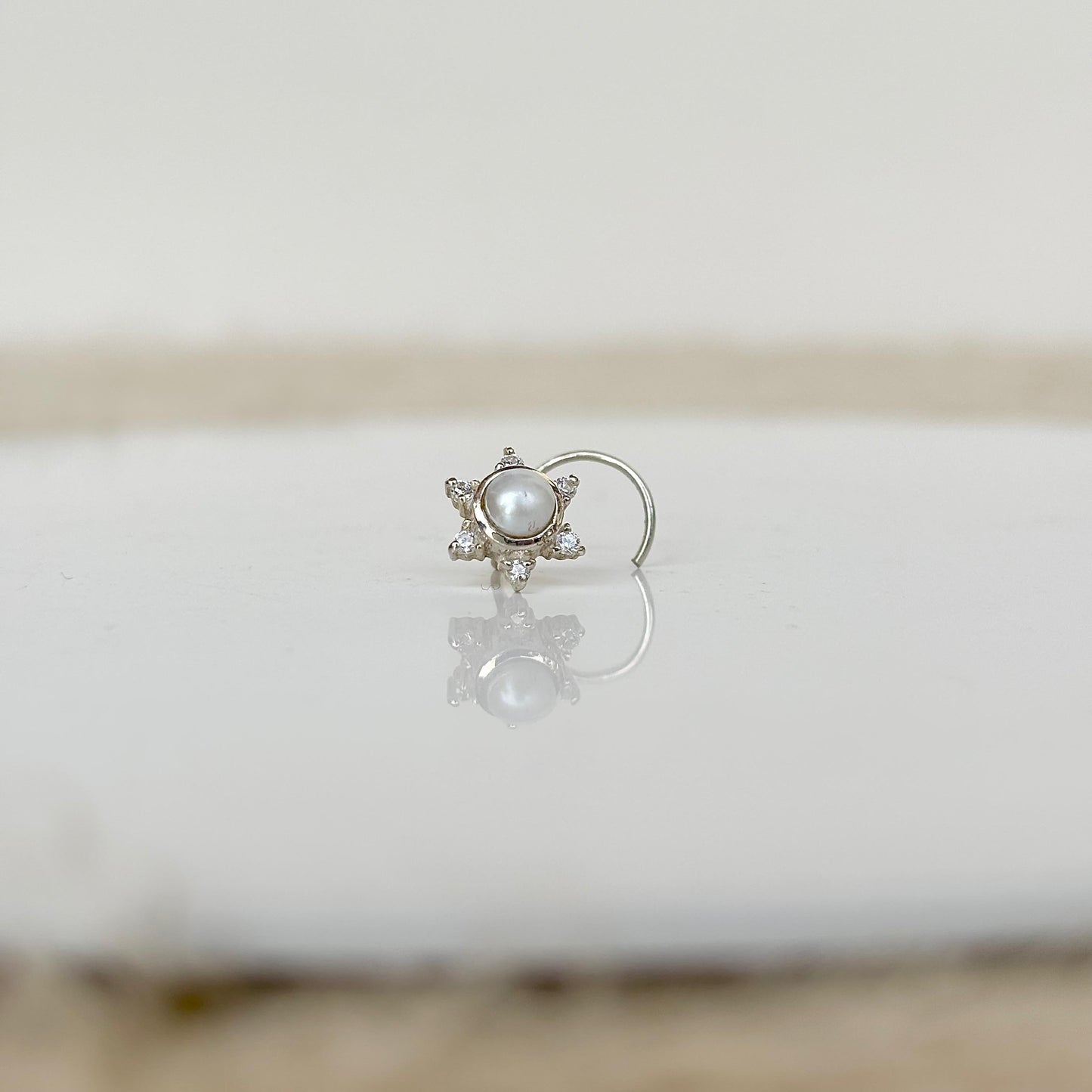 elegant pearl nose stud for women