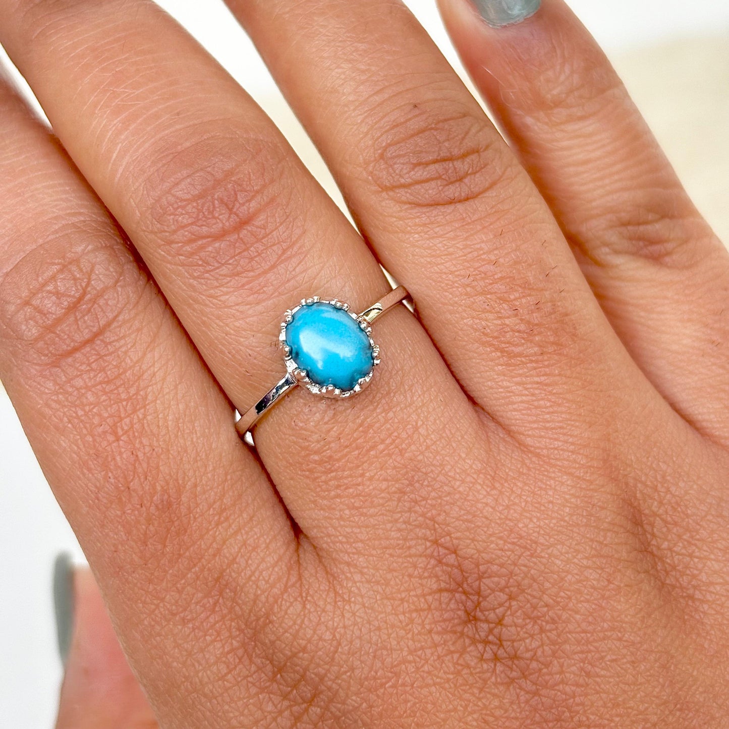 925 sterling silver ring with natural turquoise gemstone – handcrafted boho gemstone jewelry