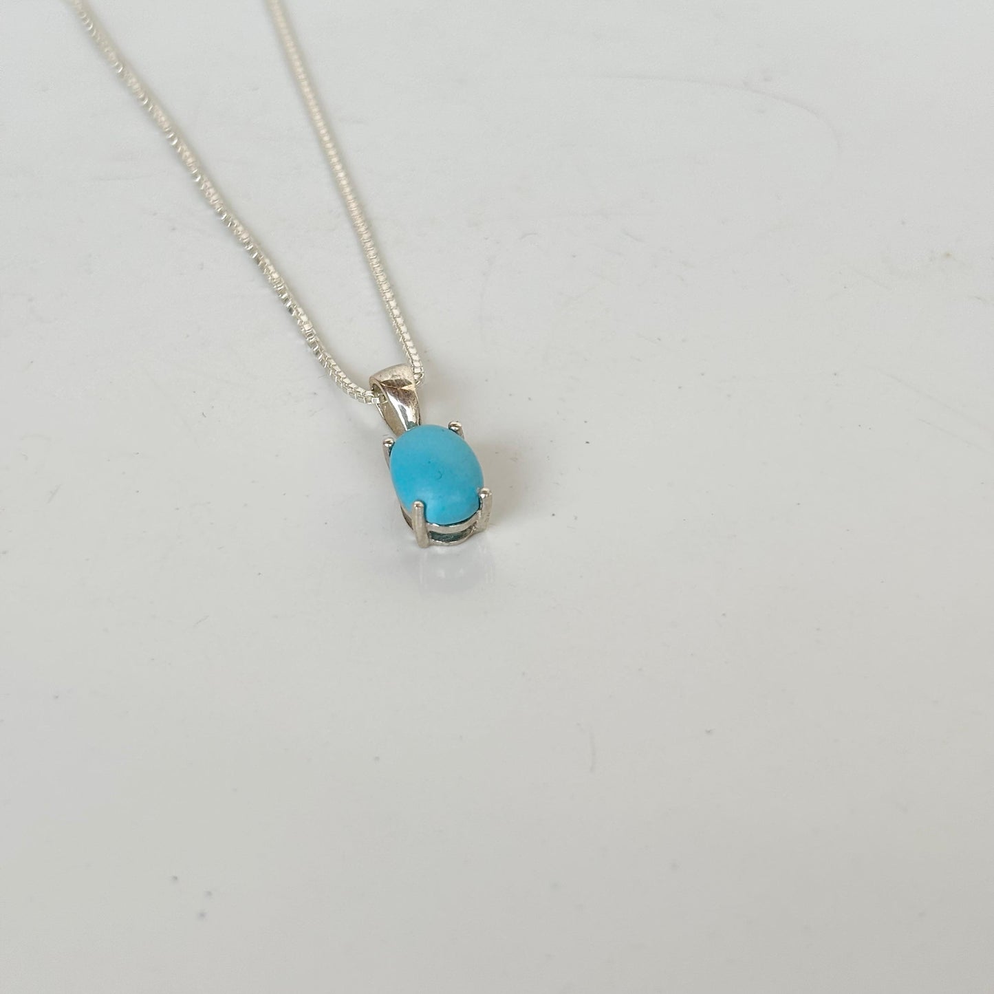 925 Pure Silver Natural Blue Turquoise Solitaire Pendant Necklace