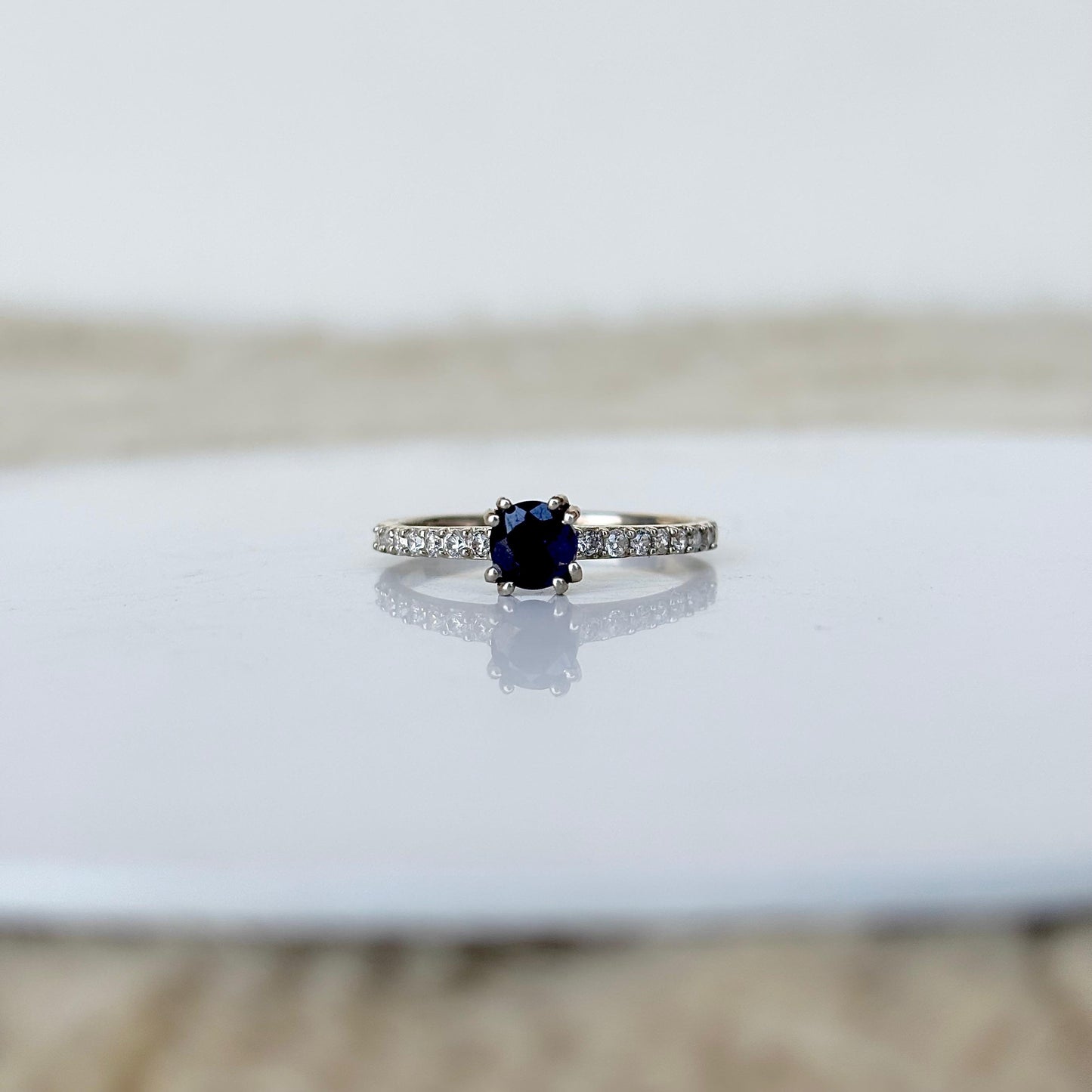 925 sterling silver ring with oval cut blue sapphire gemstone – handcrafted elegant gemstone ring