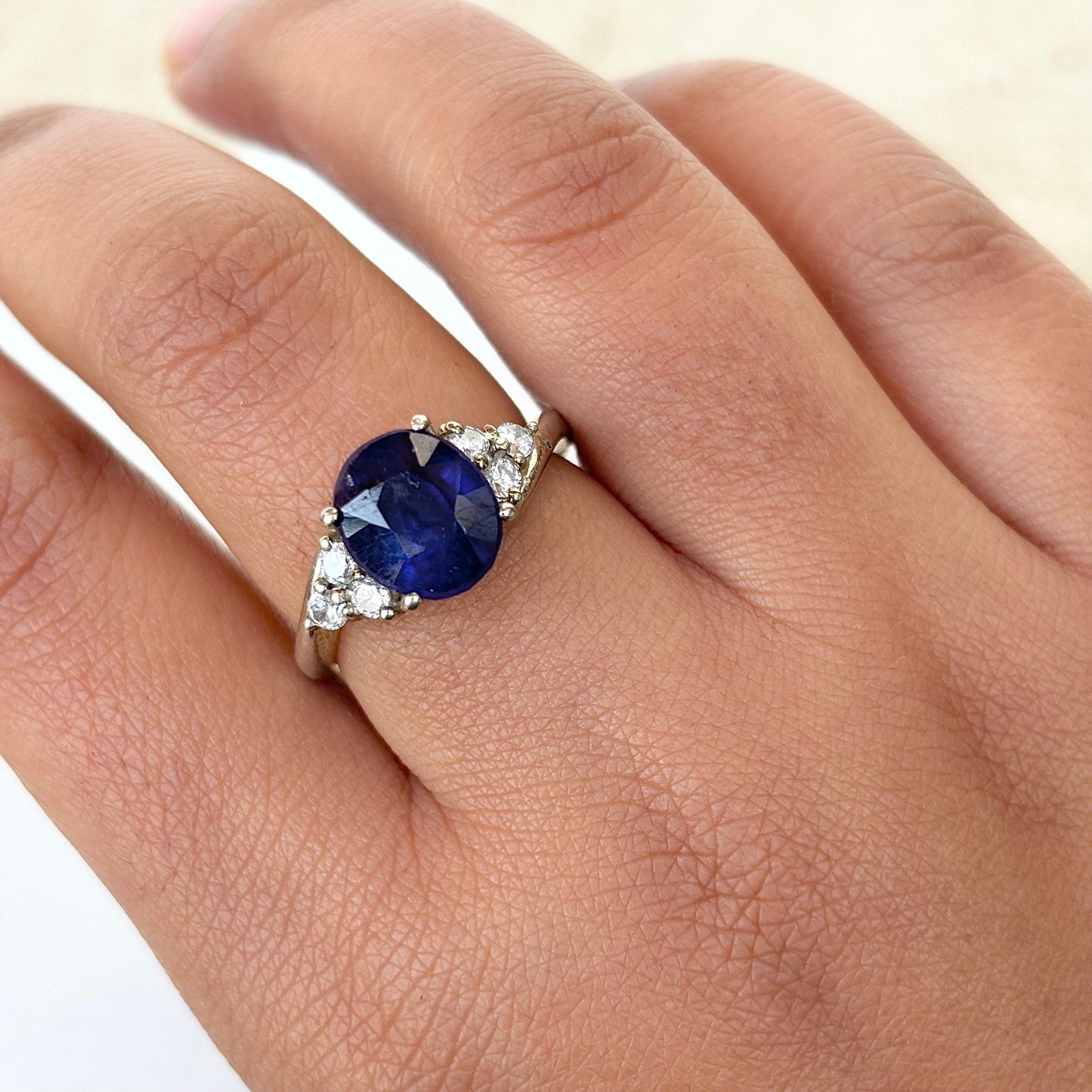 925 Pure Silver Royal Natural Blue Sapphire Promise Ring