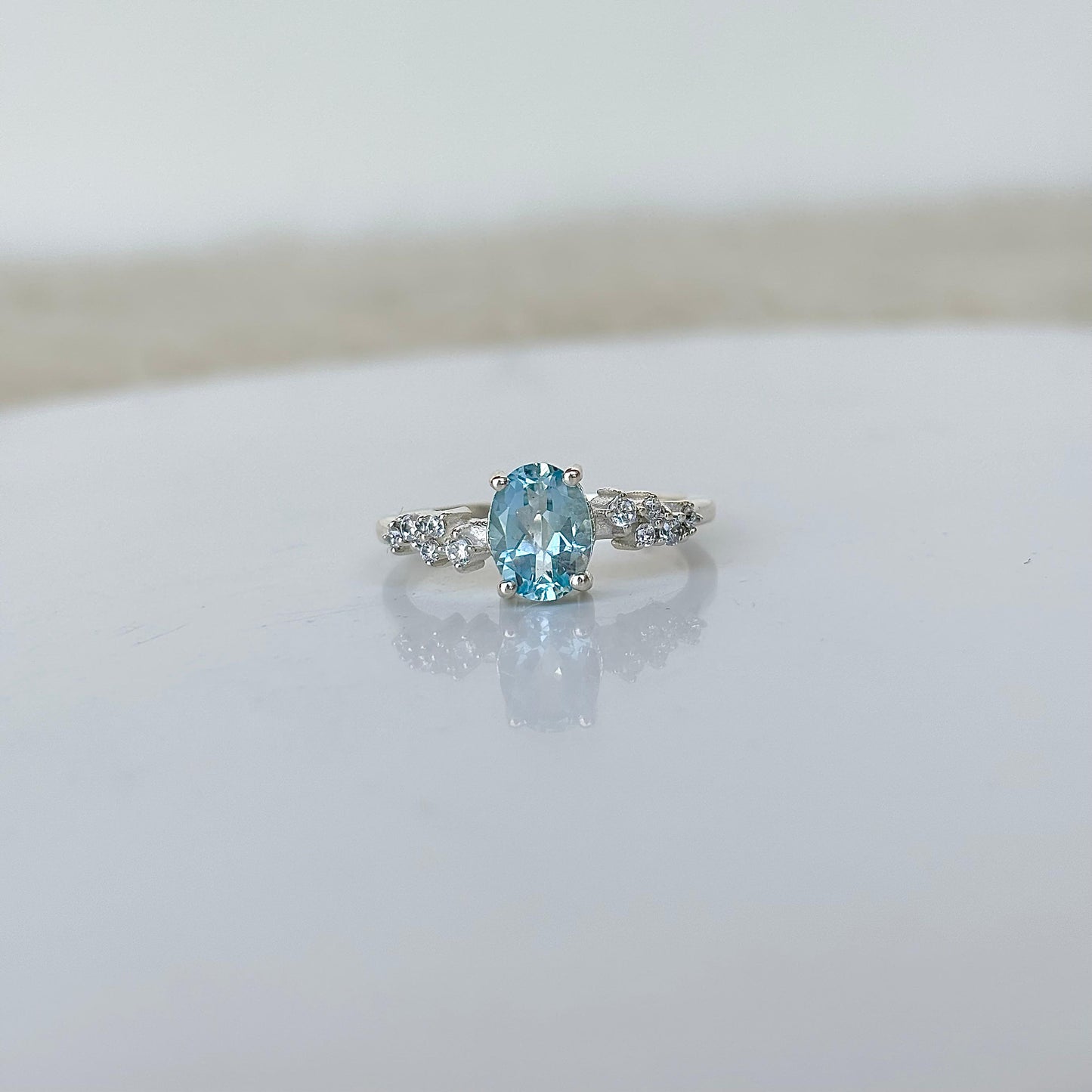 925 sterling silver ring with blue topaz gemstone – handcrafted elegant gemstone jewelry