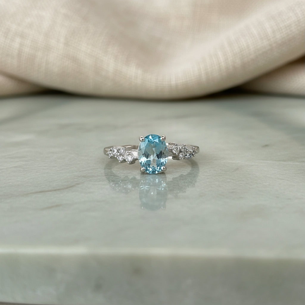 925 sterling silver ring with blue topaz gemstone – handcrafted elegant gemstone jewelry