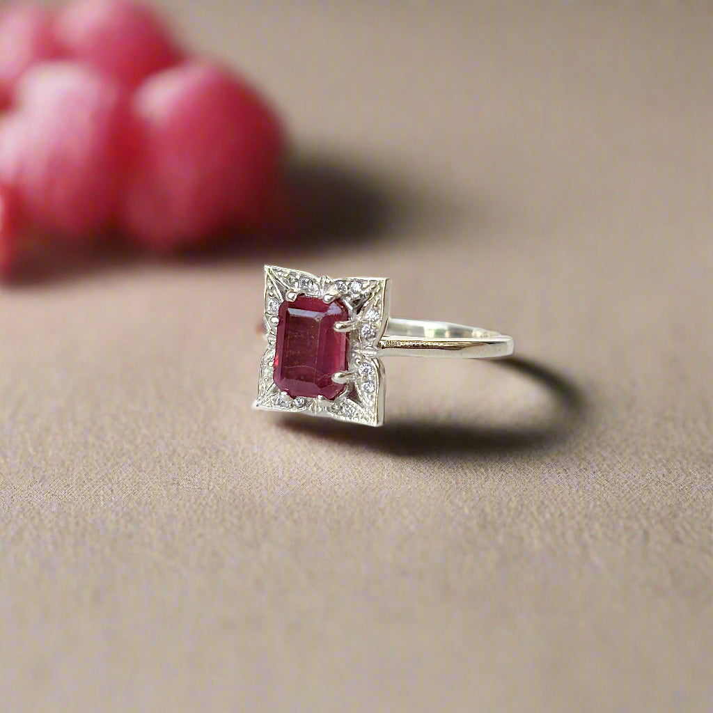 Natural Ruby 924 Pure Silver Ring (Certified)