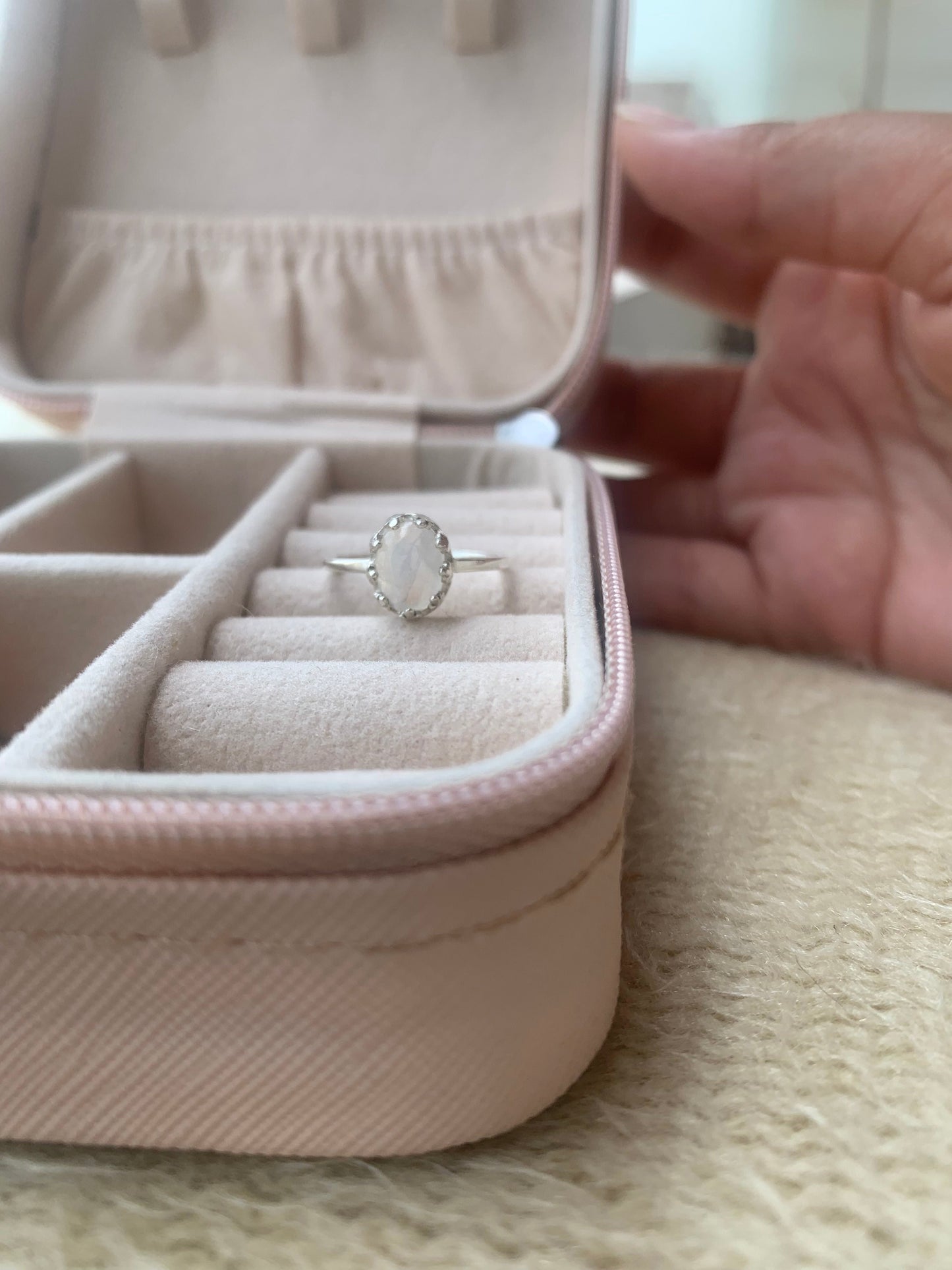 925 Pure Silver Natural Rainbow Moonstone Ring