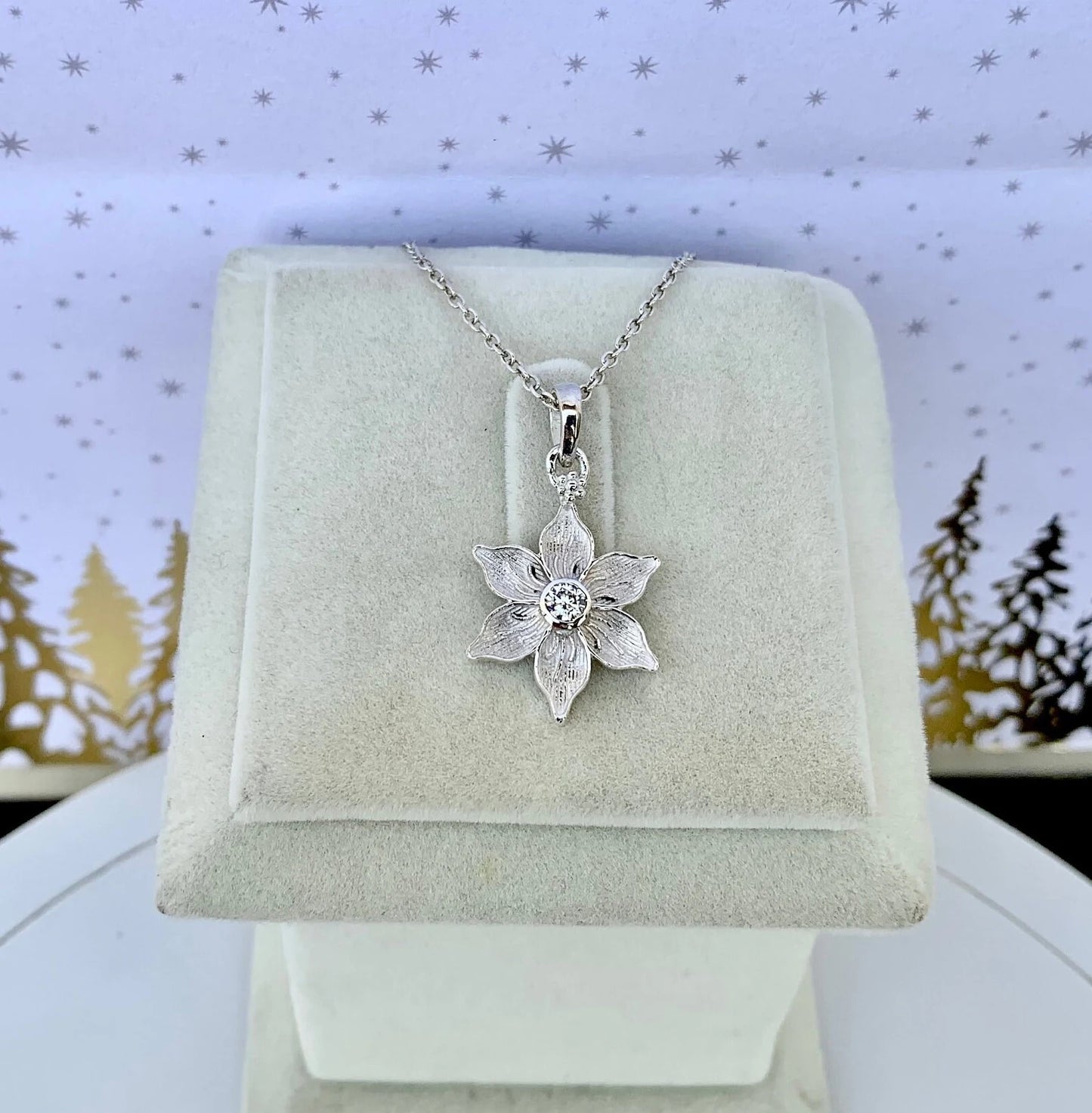 Artesian Crafted Flower Shape 925 Pure Silver Pendant Necklace