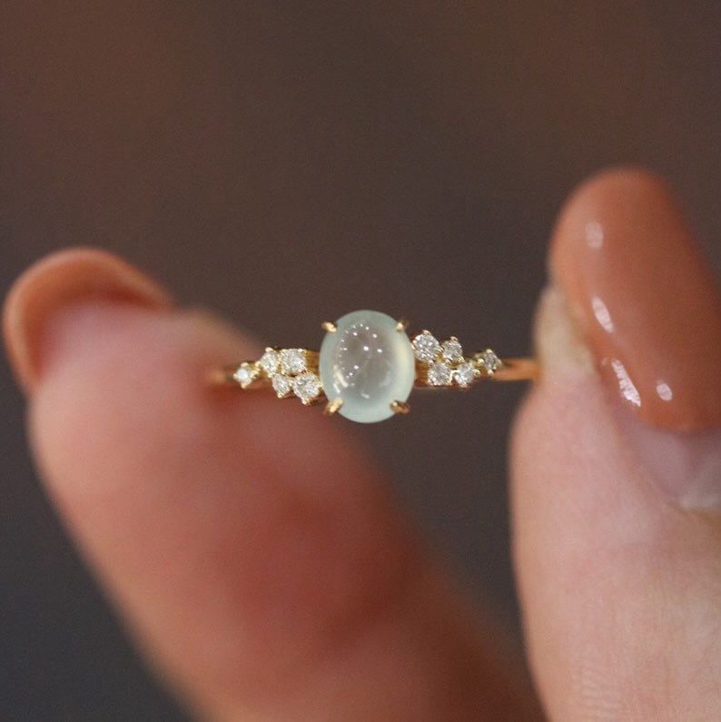 Natural Moonstone Oval Cut 925 Pure Silver Ring - Unique Gift For Her