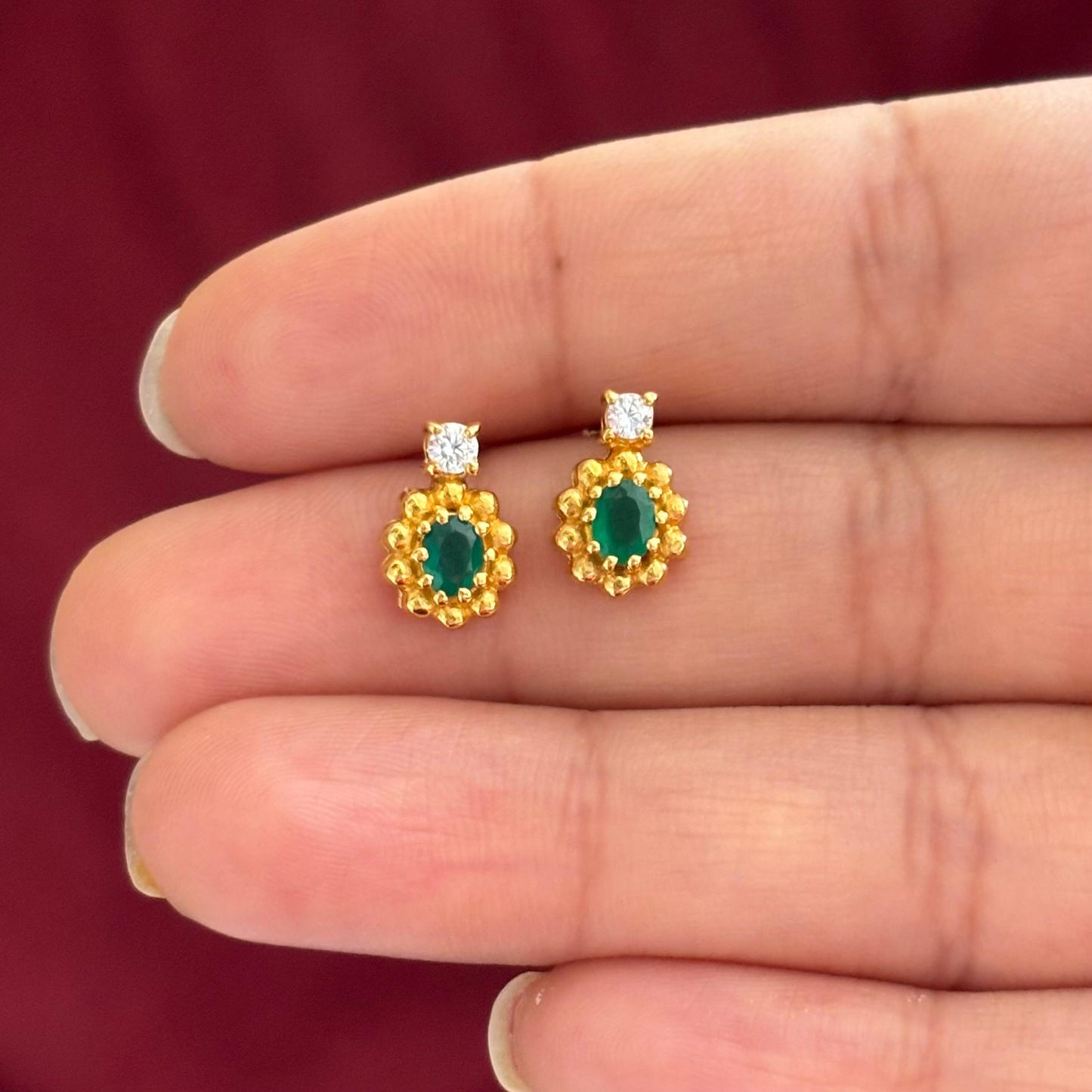 925 Pure Silver Natural Green Onyx Drop Earrings