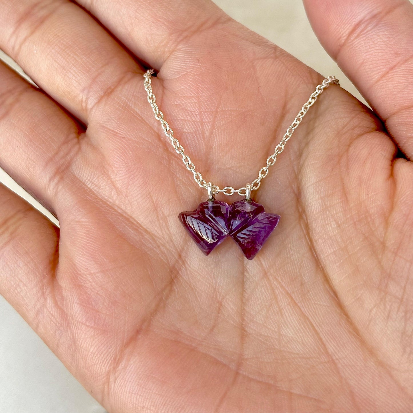 925 Pure Silver Natural Amethyst Pendant Necklace