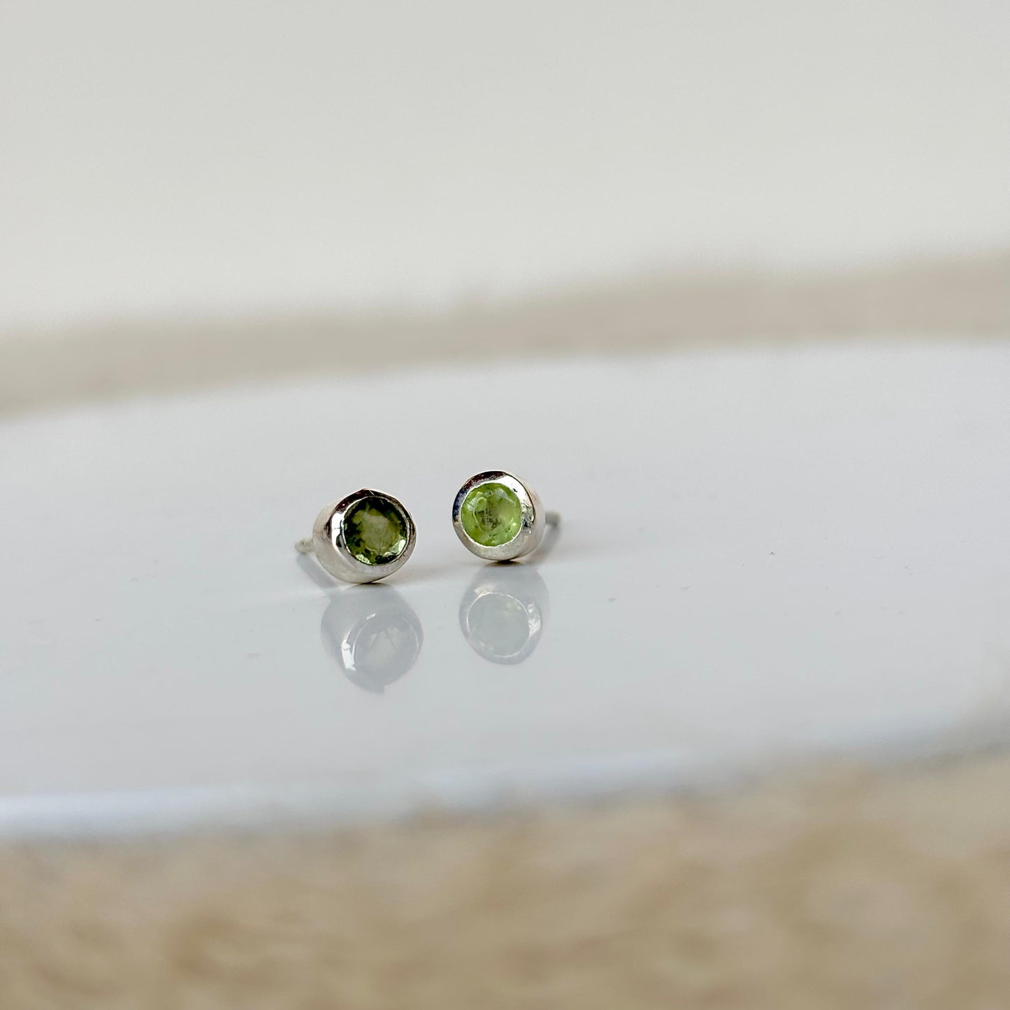 925 Pure Silver Natural Peridot Studs