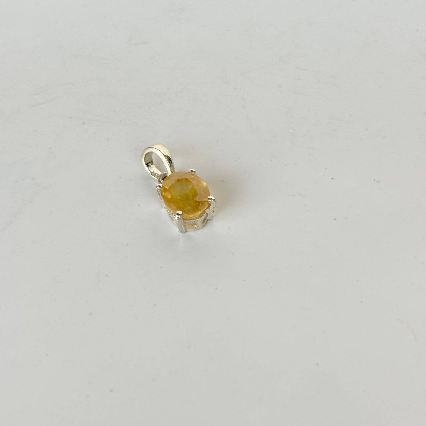925 Pure Silver Natural Yellow Sapphire Pendant Necklace