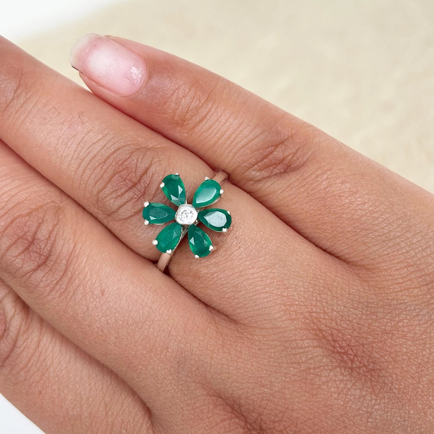 Sterling silver earrings with natural green onyx gemstones – handcrafted elegant jewelry for women