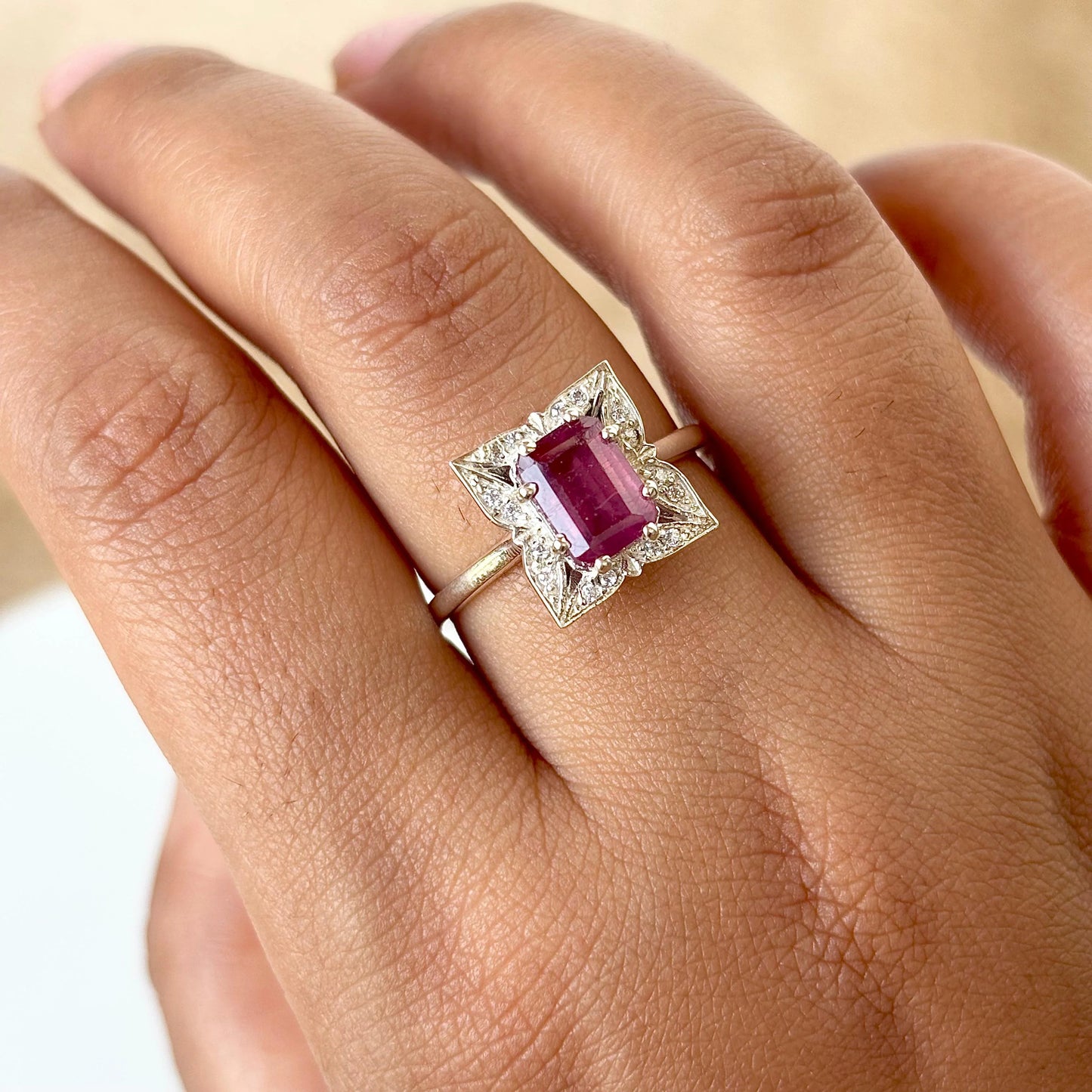 925 Pure Silver Statement Ruby Ring