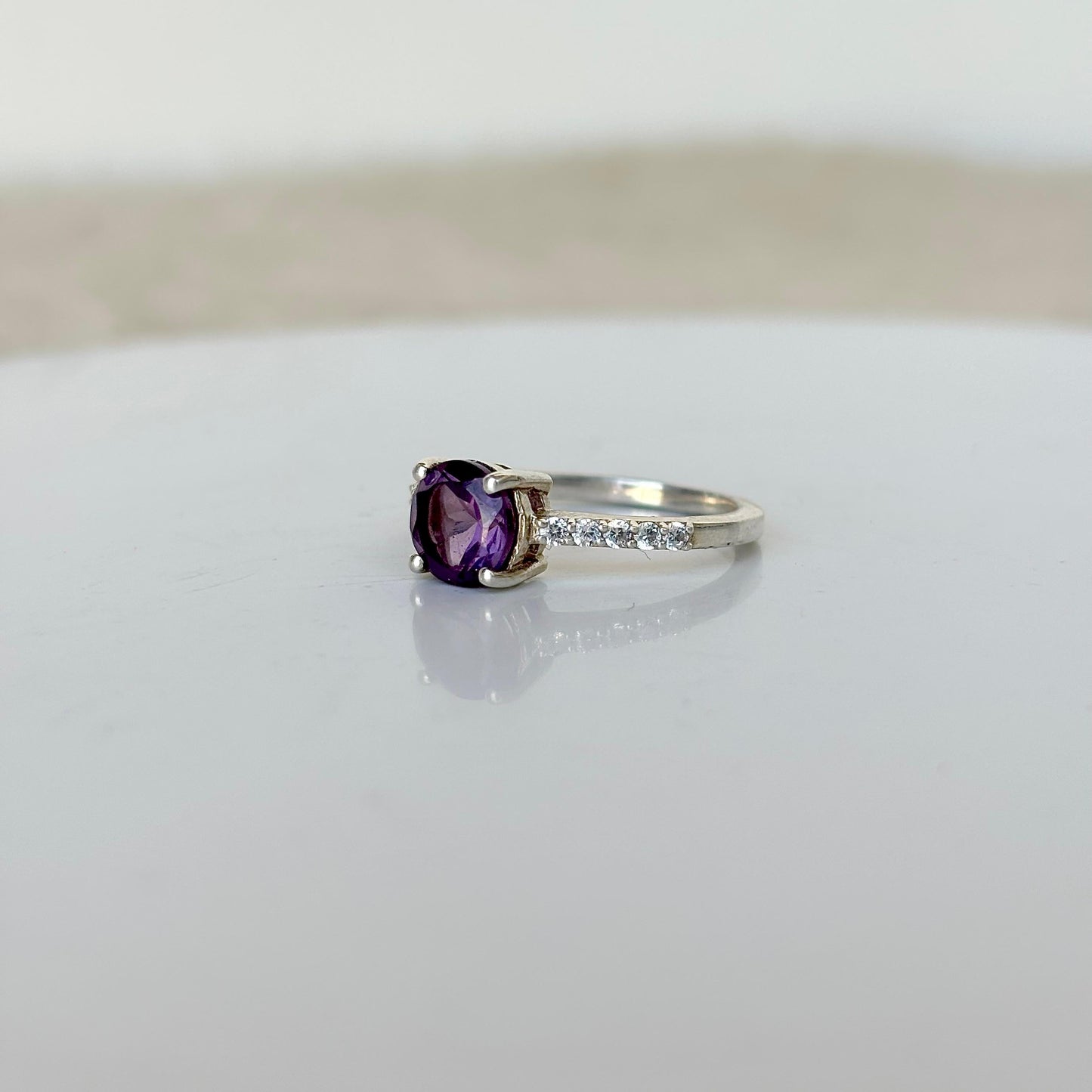 Natural Amethyst 925 Pure Silver Ring (Certified)