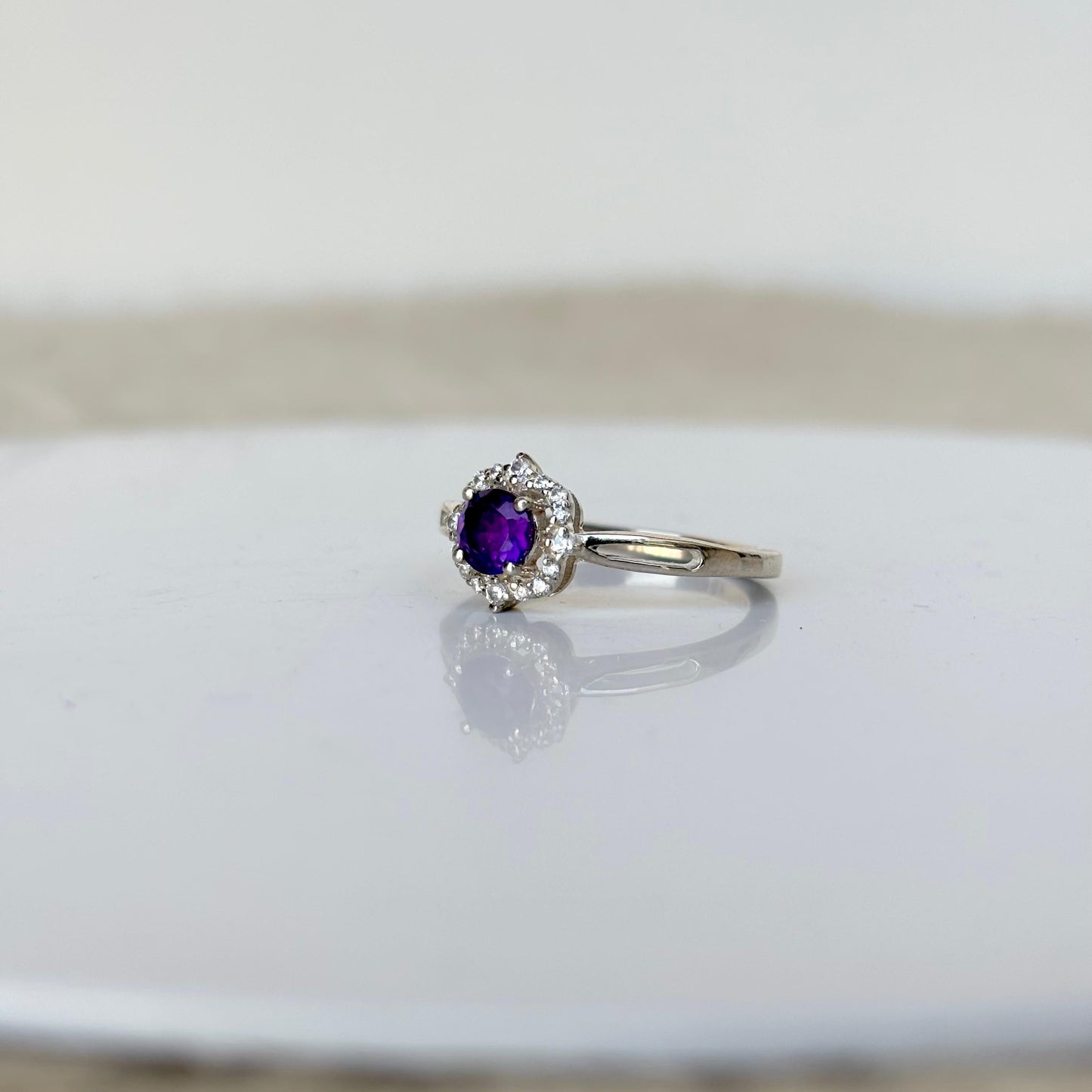 The Natural Amethyst 925 Pure Silver Ring(Certified)
