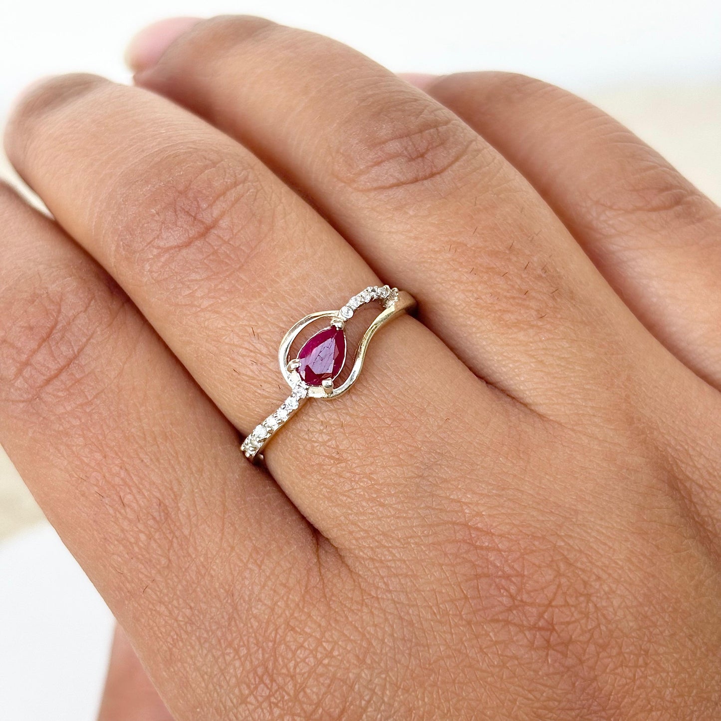 Statement Pear Cut Natural Ruby Ring