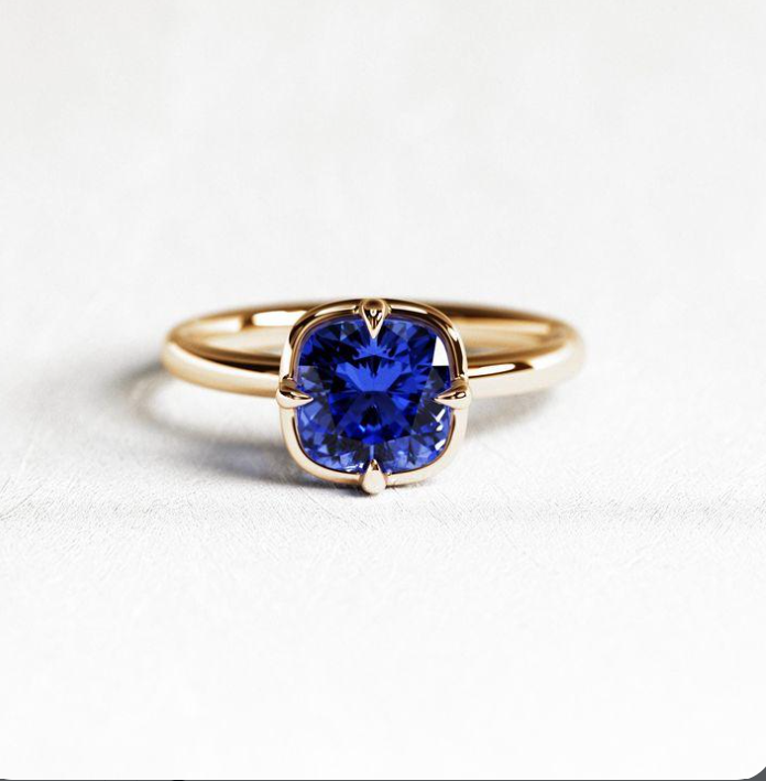 925 Pure Silver Natural Blue Sapphire Ring