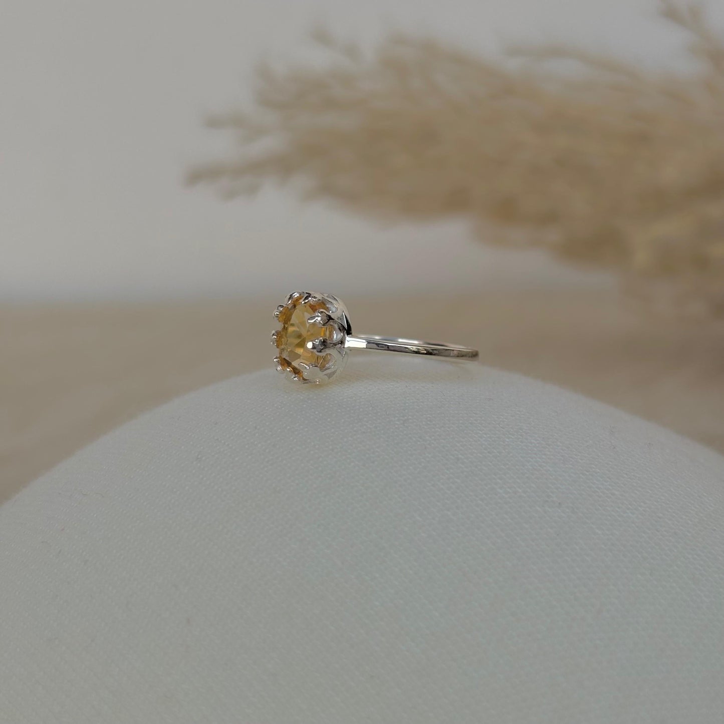 925 Pure Silver Oval Cut Natural Citrine Ring