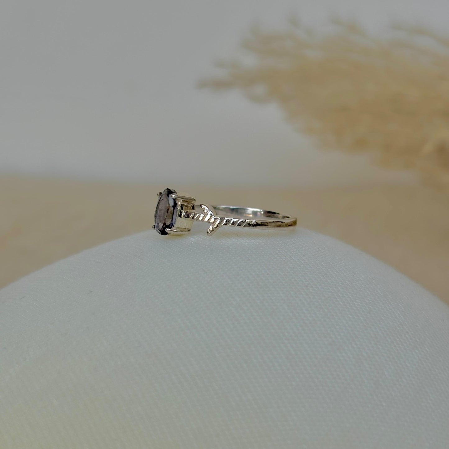 Natural Iolite 925 Pure Silver Oval Cut Ring (Certified)