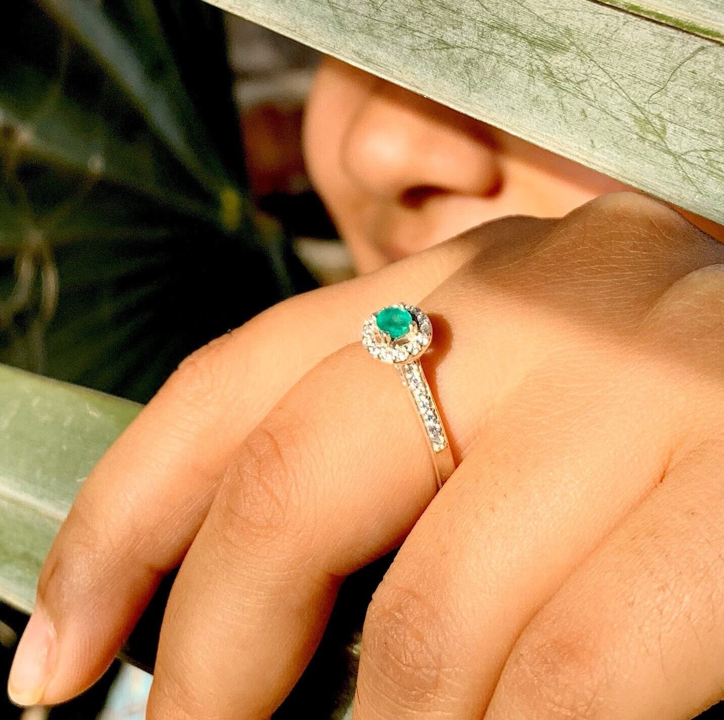 925 Pure Silver Natural Emerald Ring